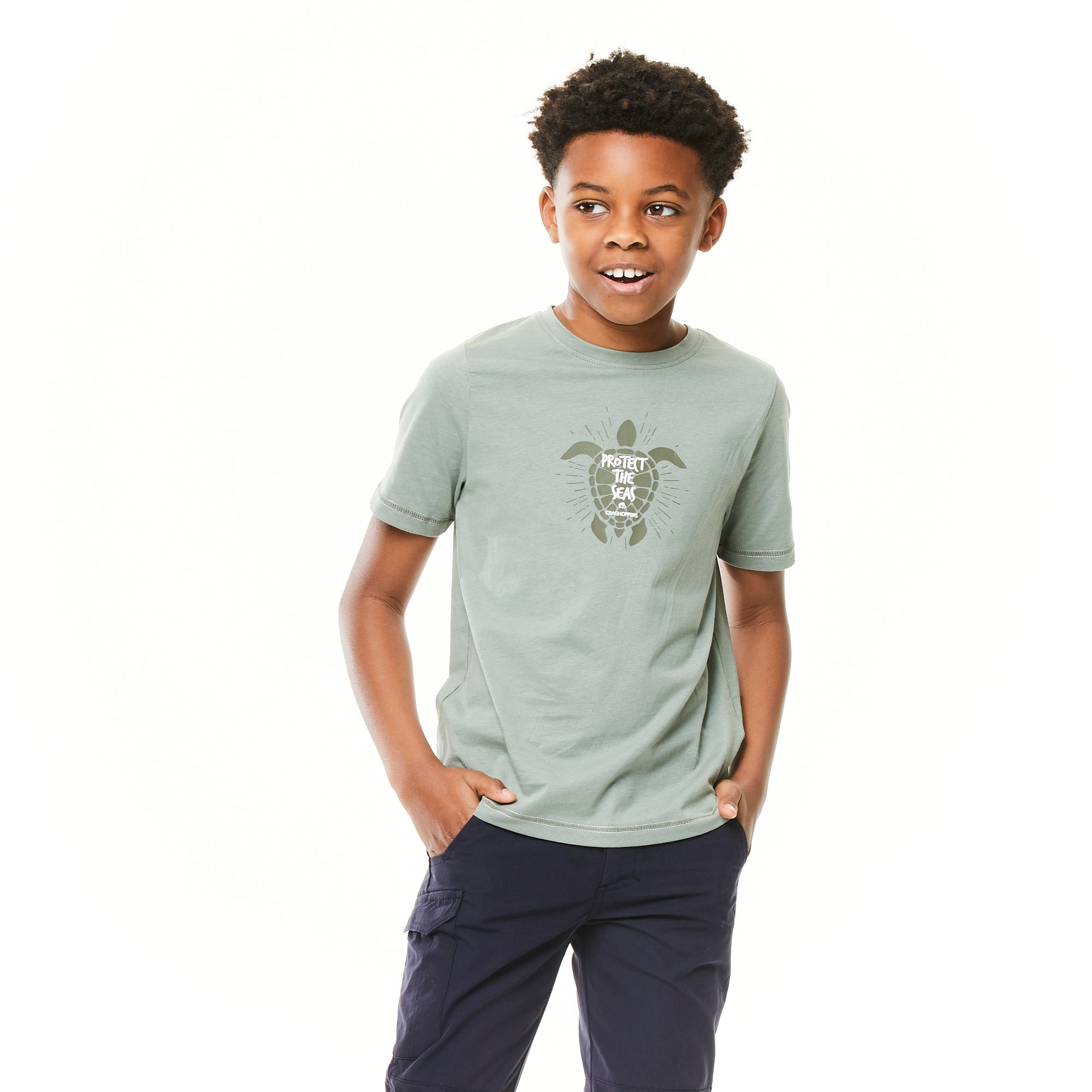 Kid's Gibbon Short Sleeved T-Shirt - Sage Turtle