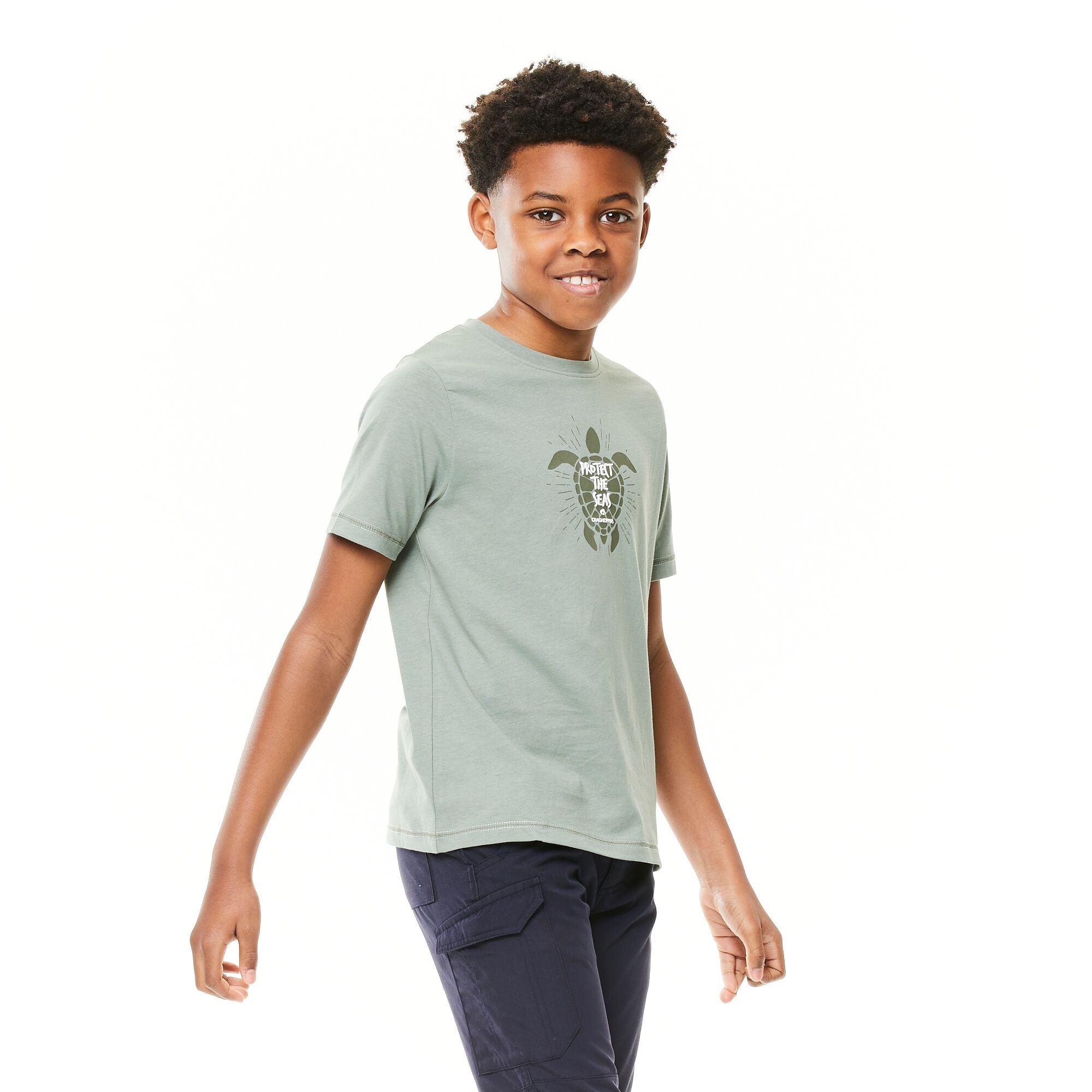 Kid's Gibbon Short Sleeved T-Shirt - Sage Turtle
