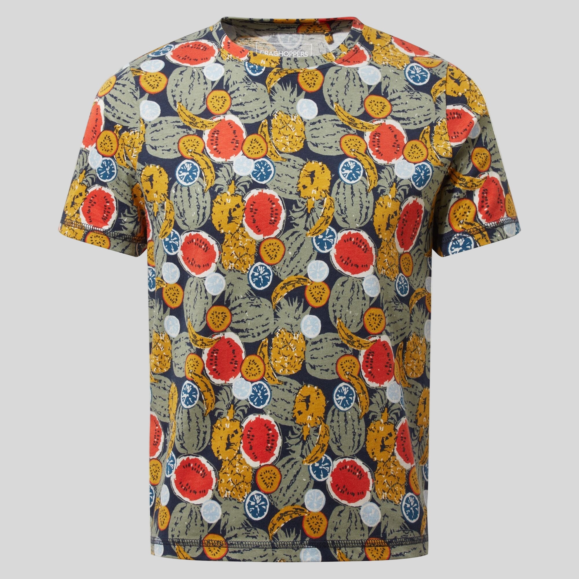 Kid's Gibbon Short Sleeved T-Shirt - Blue Navy Fruit Print