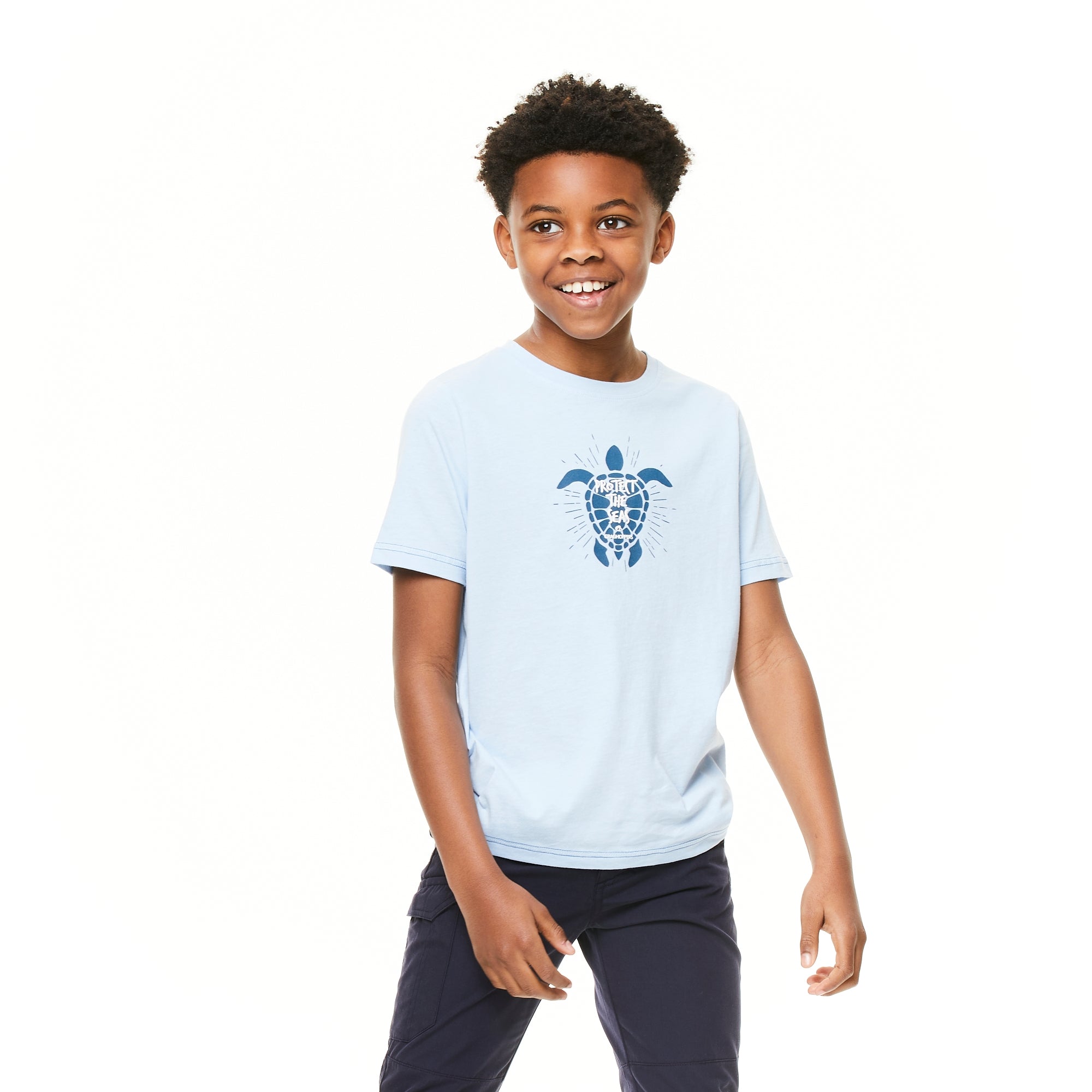 Kid's Gibbon Short Sleeved T-Shirt - Harbour Blue Turtle