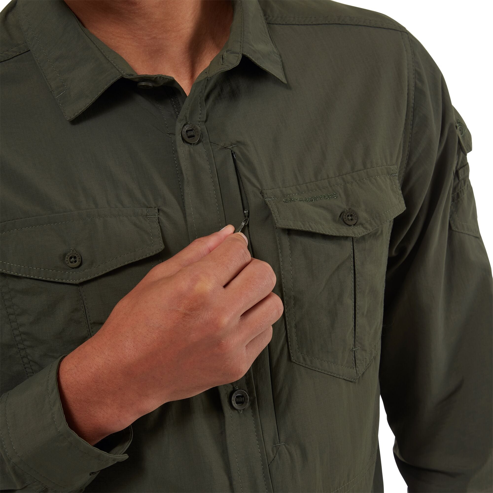 Men's Insect Shield® Adventure II Long Sleeved Shirt - Dark Khaki