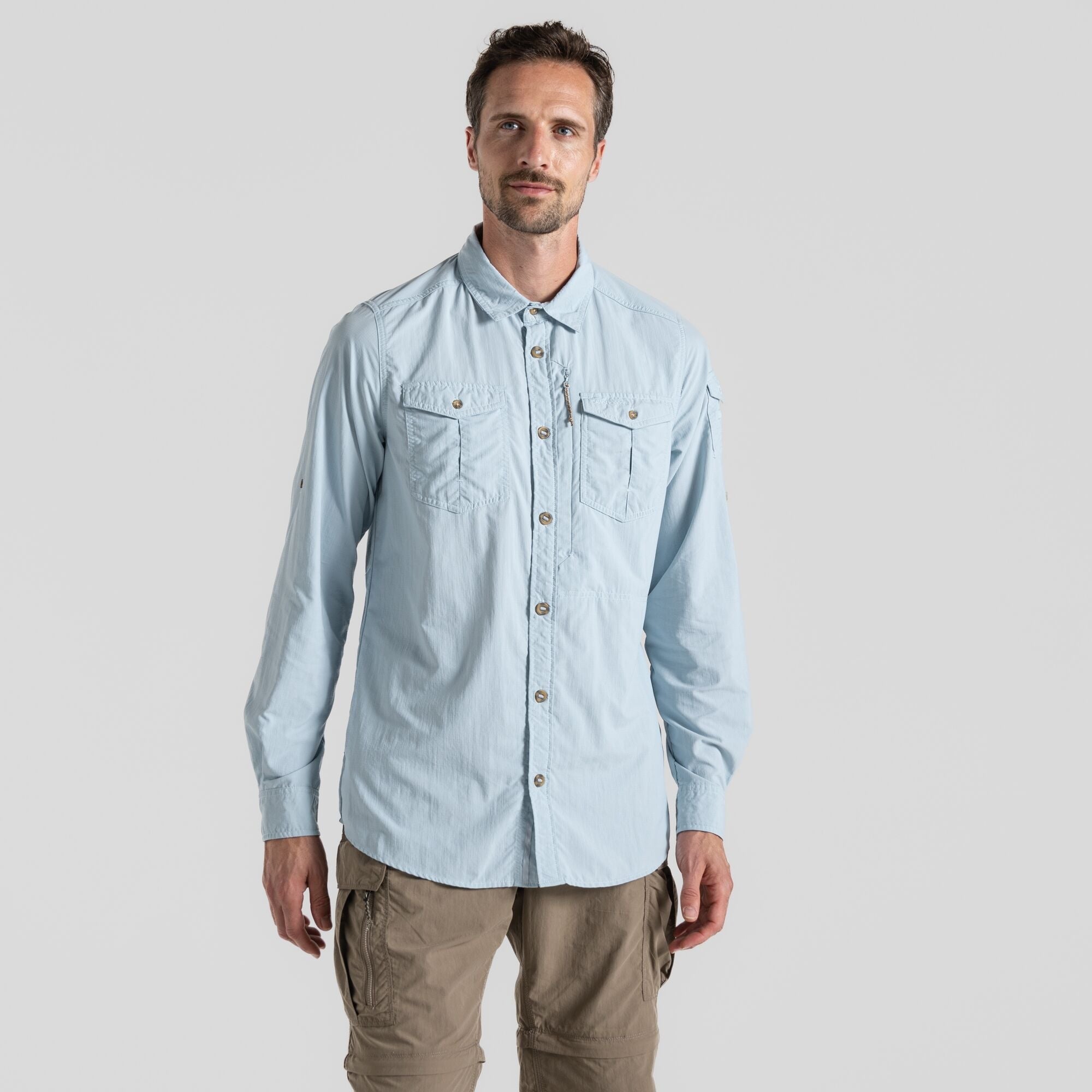 Men's Insect Shield® Adventure III Long Sleeved Shirt - Niagara Blue