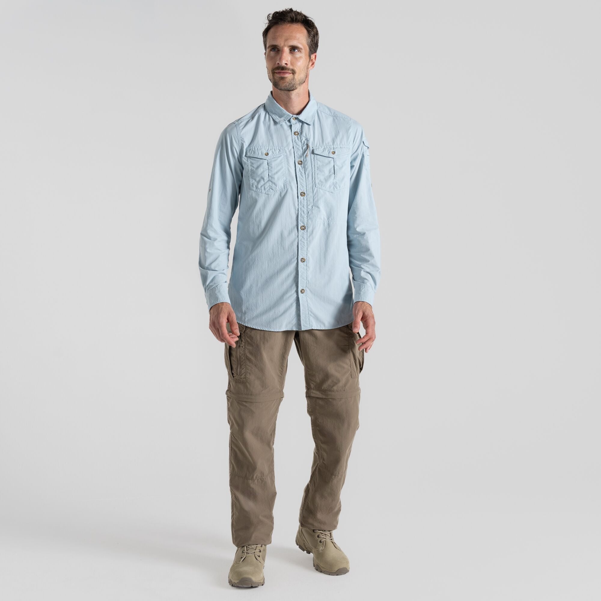 Men's Insect Shield® Adventure III Long Sleeved Shirt - Niagara Blue