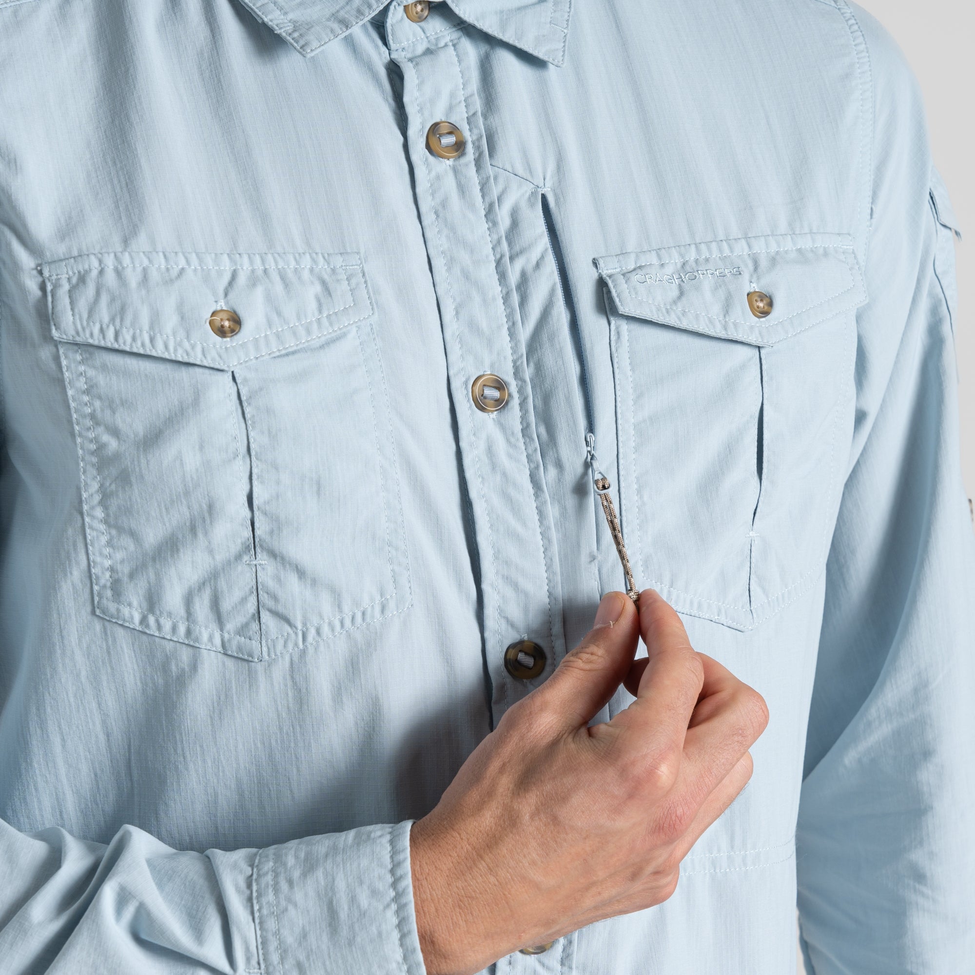 Men's Insect Shield® Adventure III Long Sleeved Shirt - Niagara Blue
