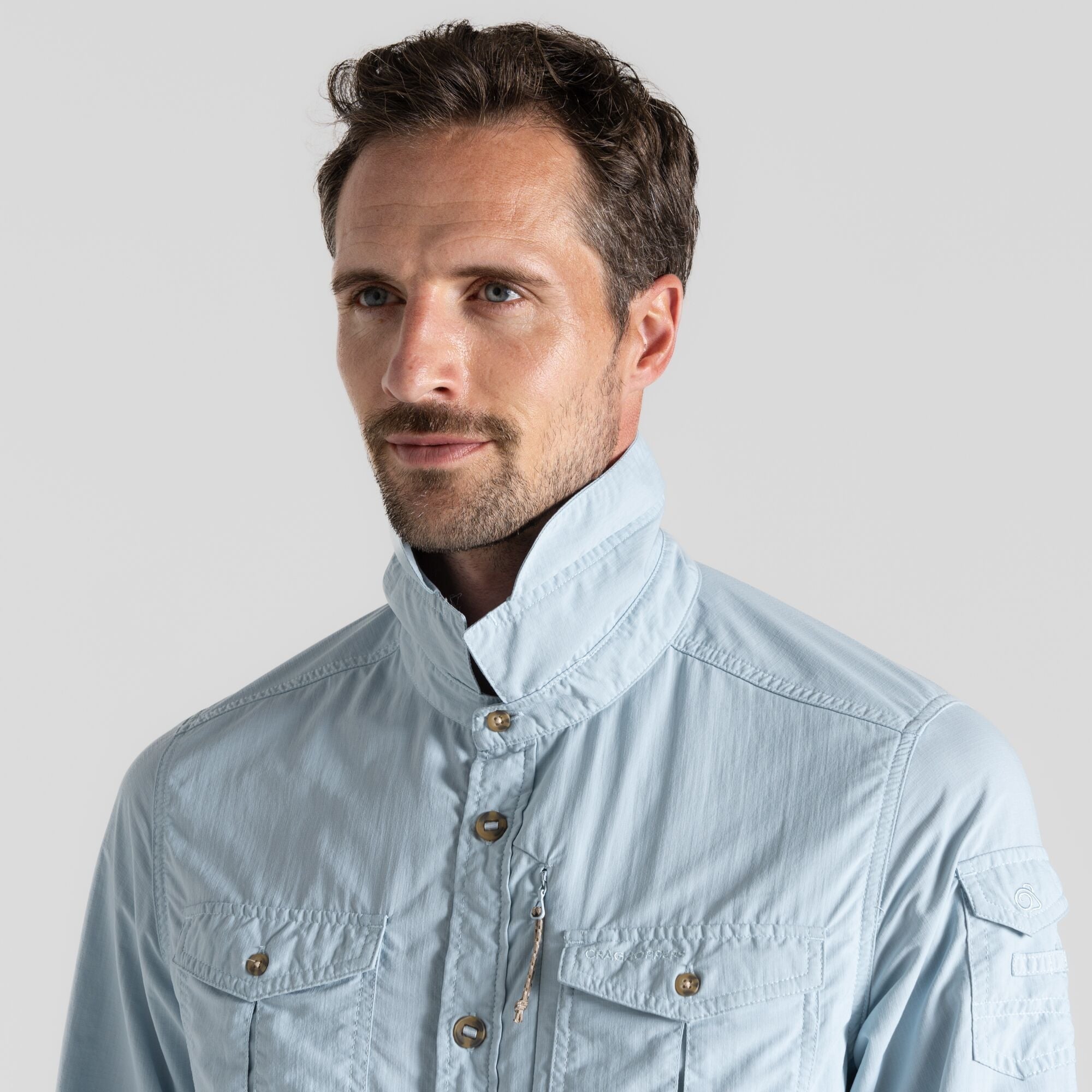 Men's Insect Shield® Adventure III Long Sleeved Shirt - Niagara Blue