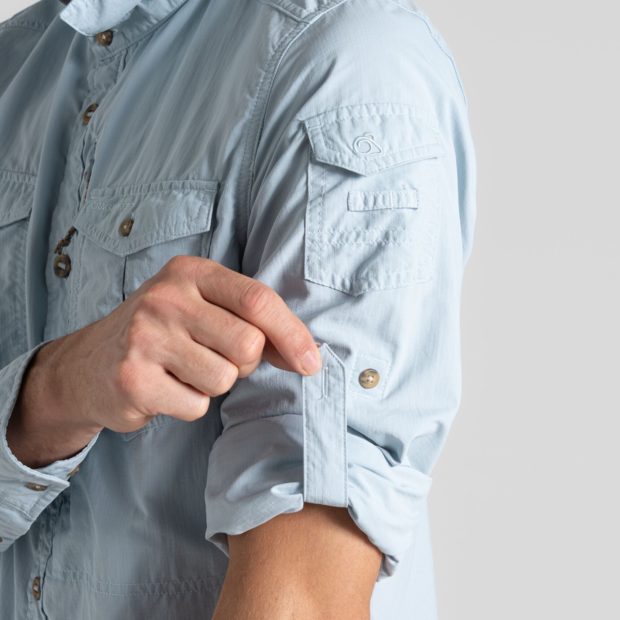 Men's Insect Shield® Adventure III Long Sleeved Shirt - Niagara Blue