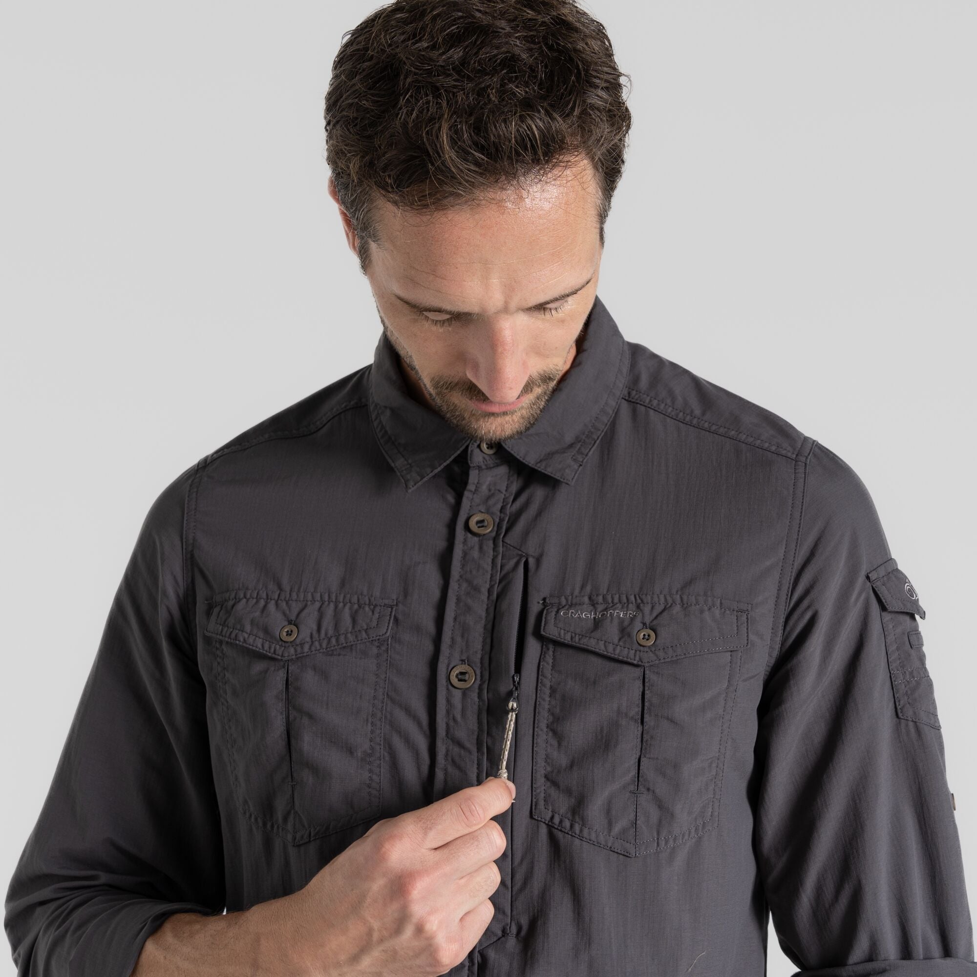 Men's Insect Shield® Adventure III Long Sleeved Shirt - Black Pepper