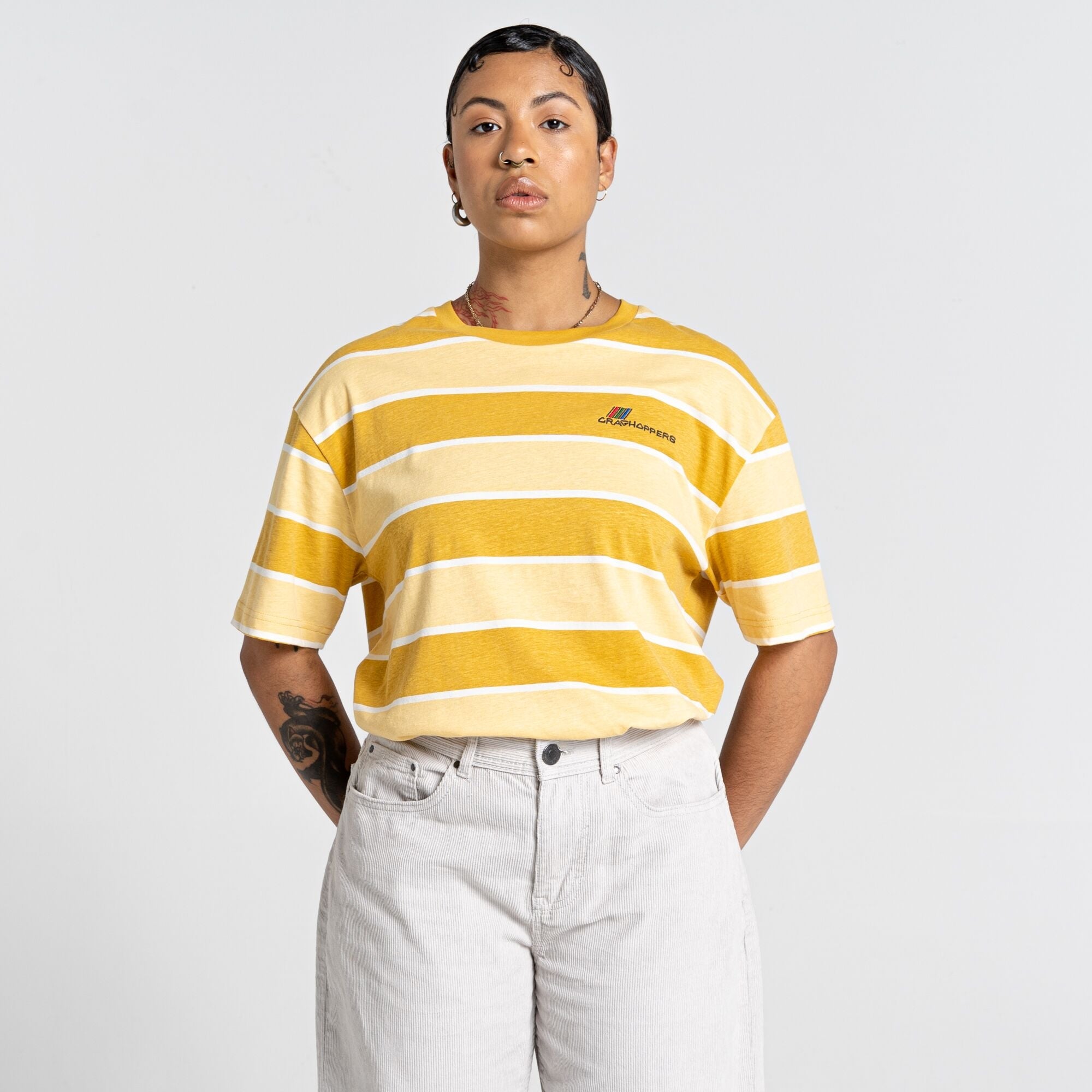 Unisex Ventura Short Sleeved T-Shirt - Sunrise Yellow Stripe