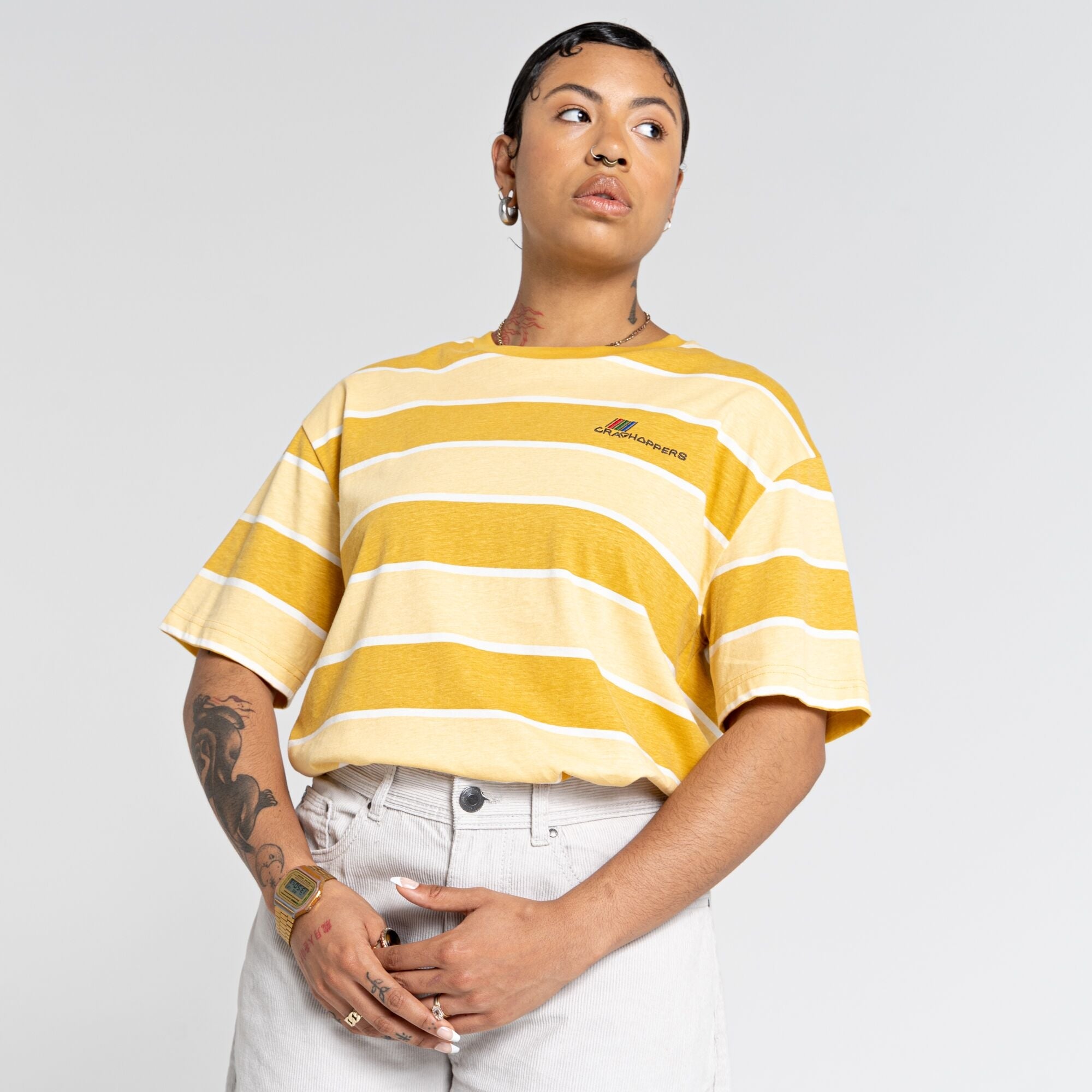 Unisex Ventura Short Sleeved T-Shirt - Sunrise Yellow Stripe