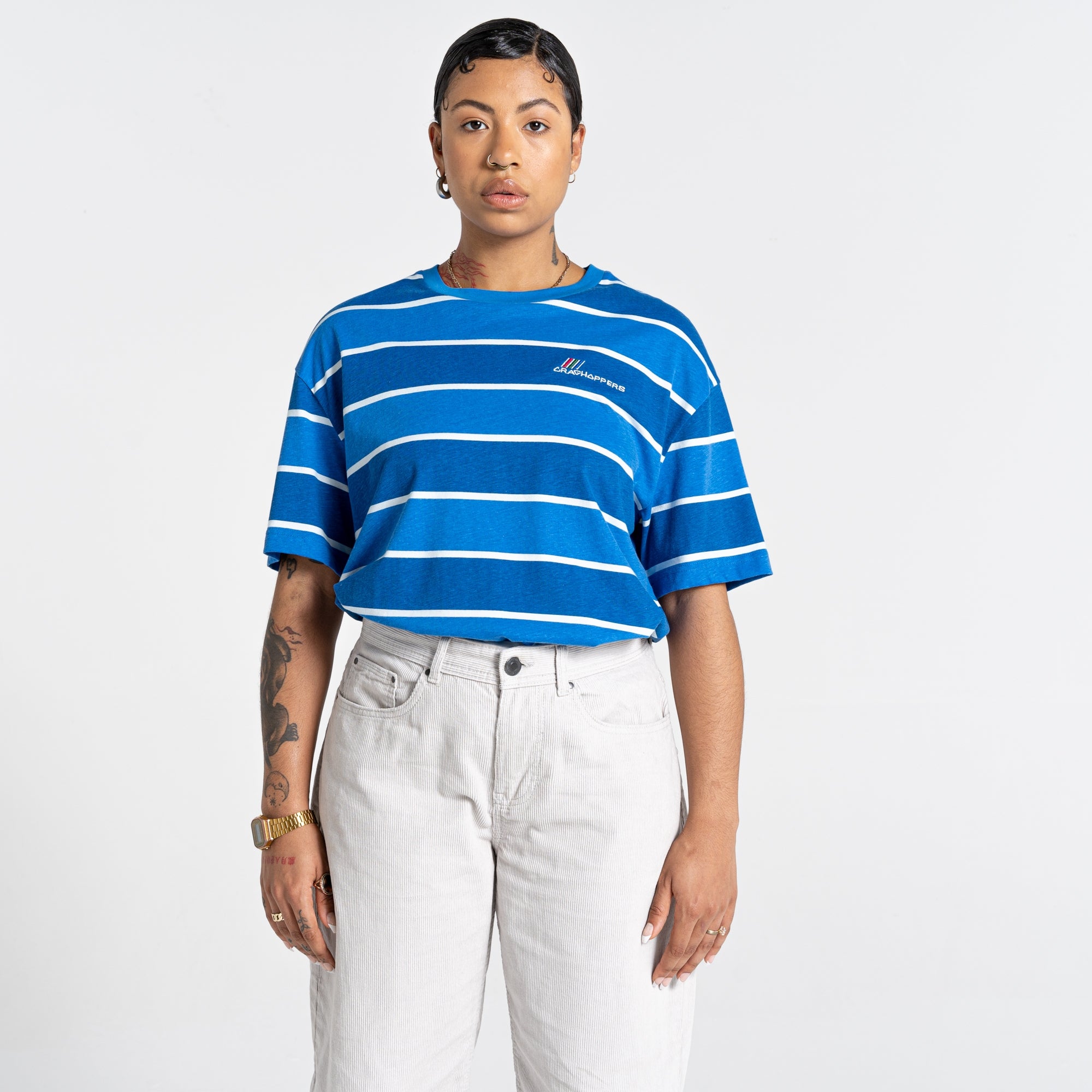 Unisex Ventura Short Sleeved T-Shirt - Falls Blue Stripe