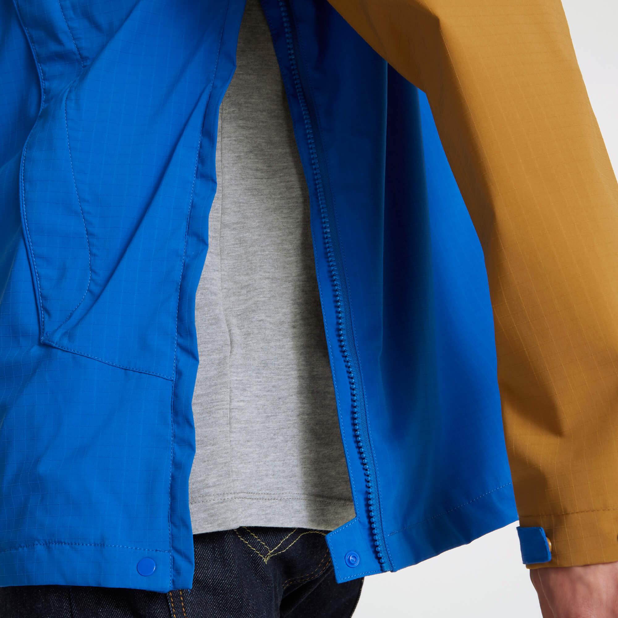 Unisex Anderson Waterproof Cagoule - Dark Raffia/Avalanche Blue