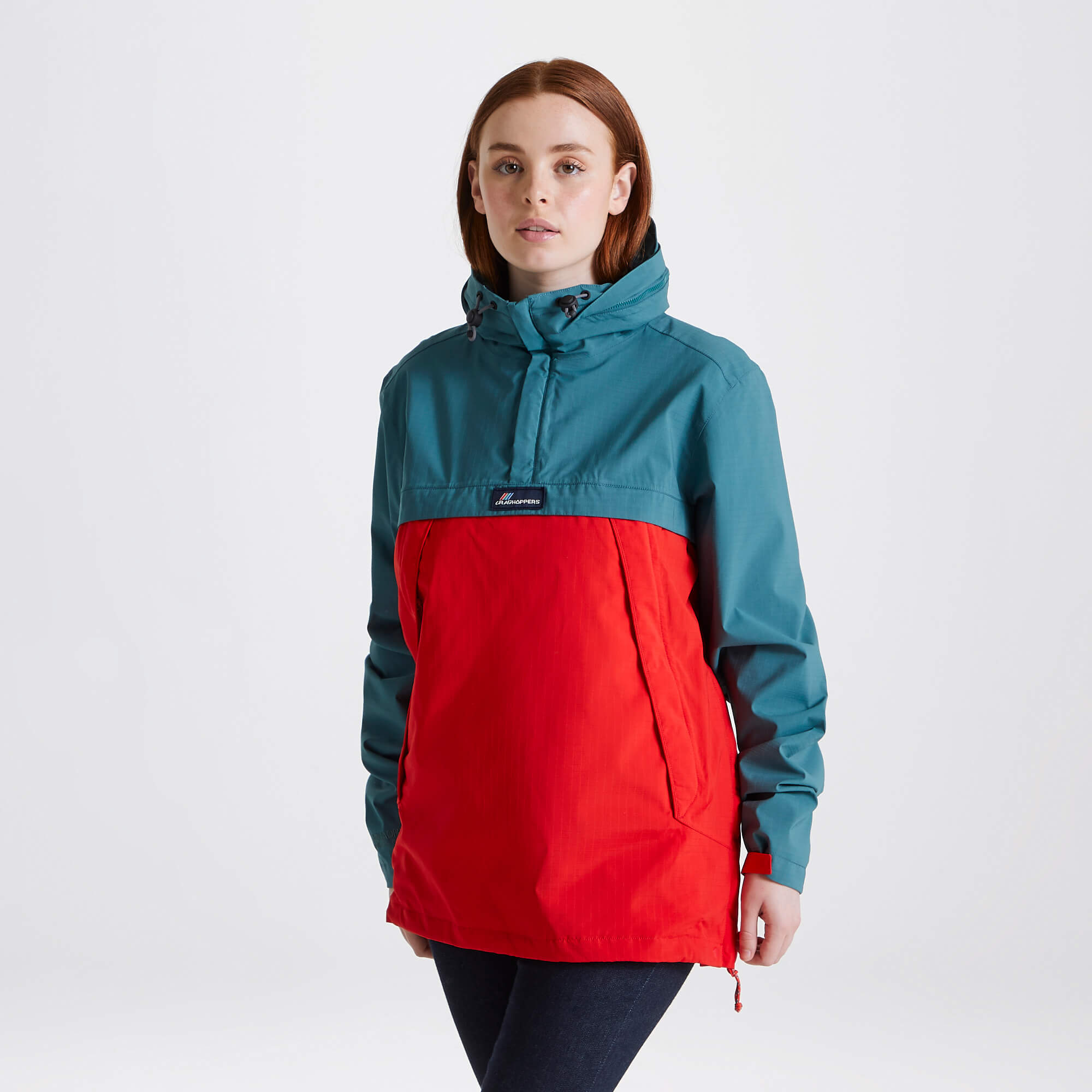 Unisex Anderson Waterproof Cagoule - Winter Lagoon/Sriracha Red