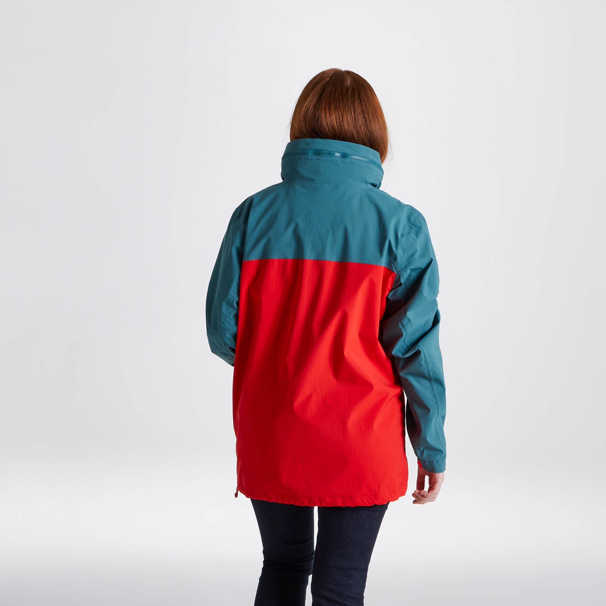 Unisex Anderson Waterproof Cagoule - Winter Lagoon/Sriracha Red