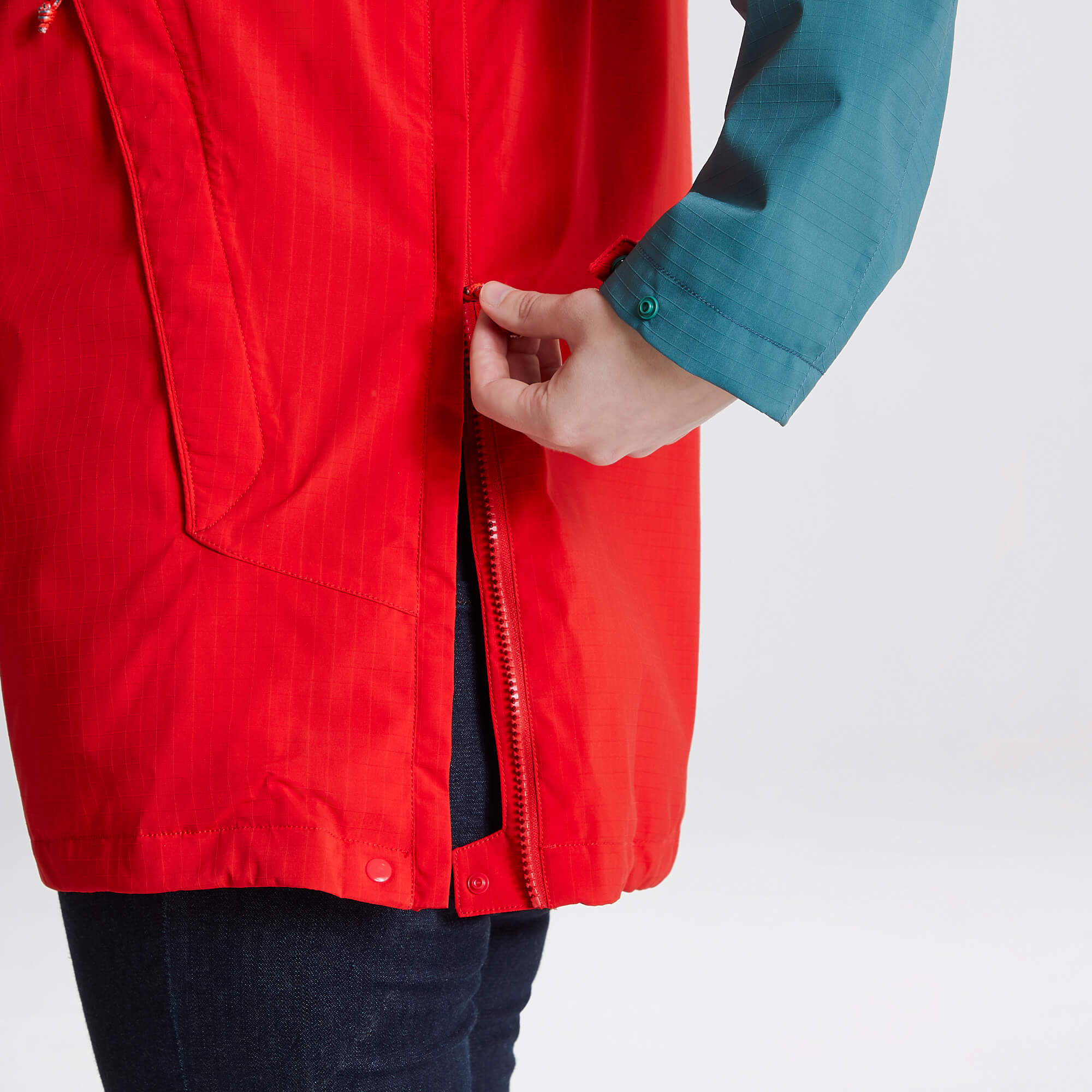 Unisex Anderson Waterproof Cagoule - Winter Lagoon/Sriracha Red