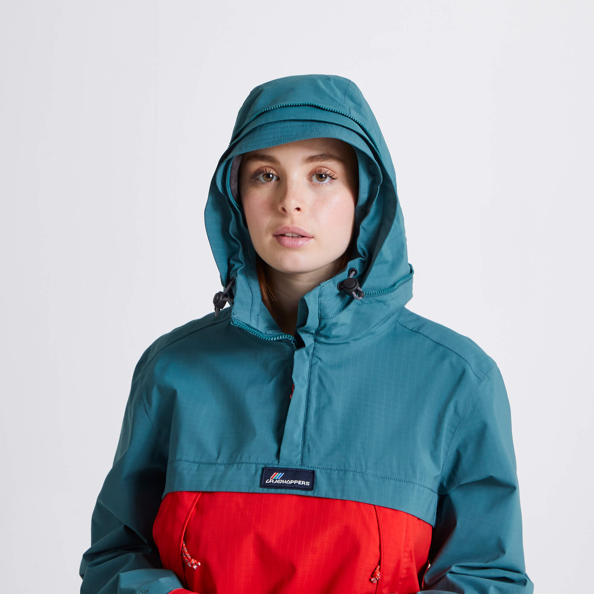 Unisex Anderson Waterproof Cagoule - Winter Lagoon/Sriracha Red