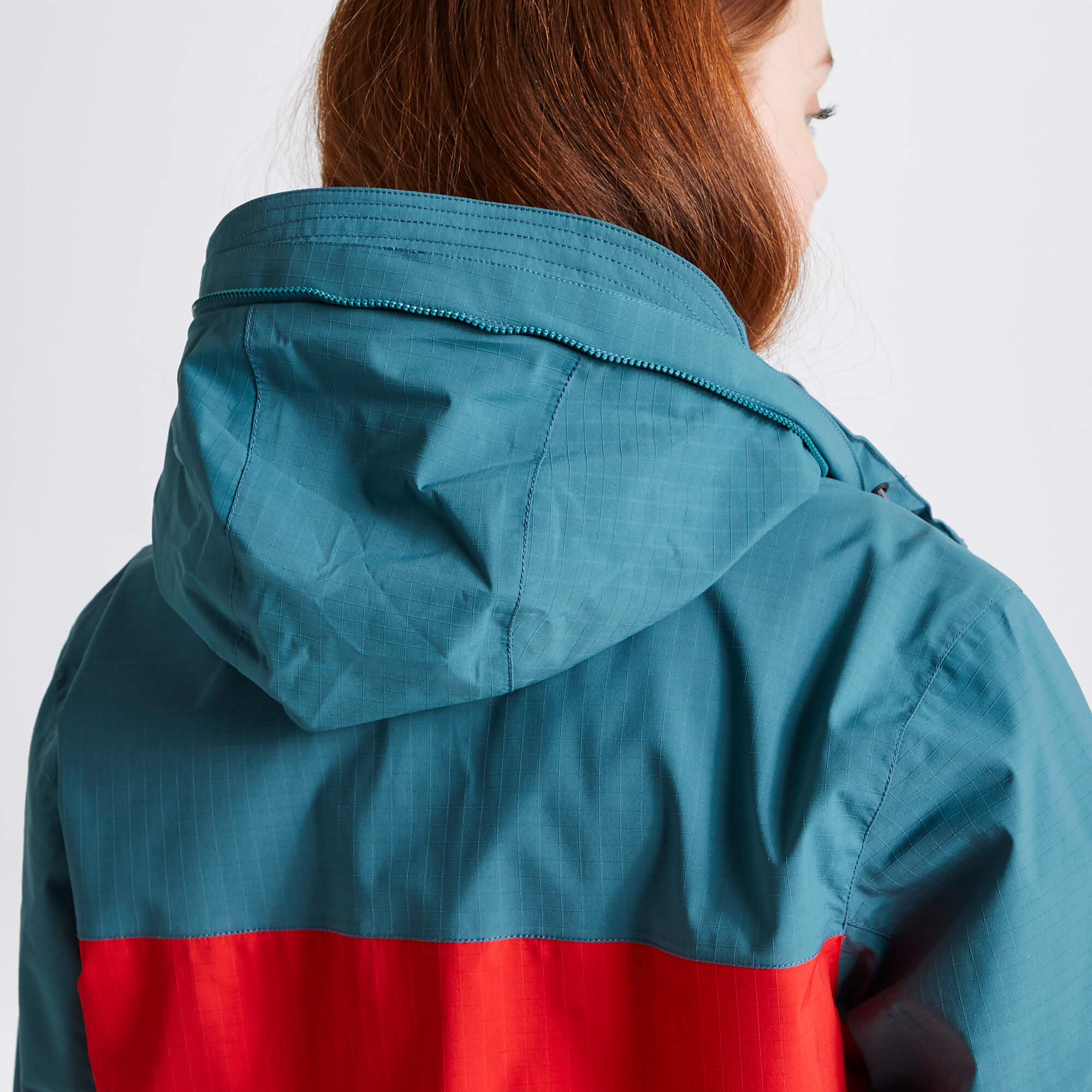Unisex Anderson Waterproof Cagoule - Winter Lagoon/Sriracha Red