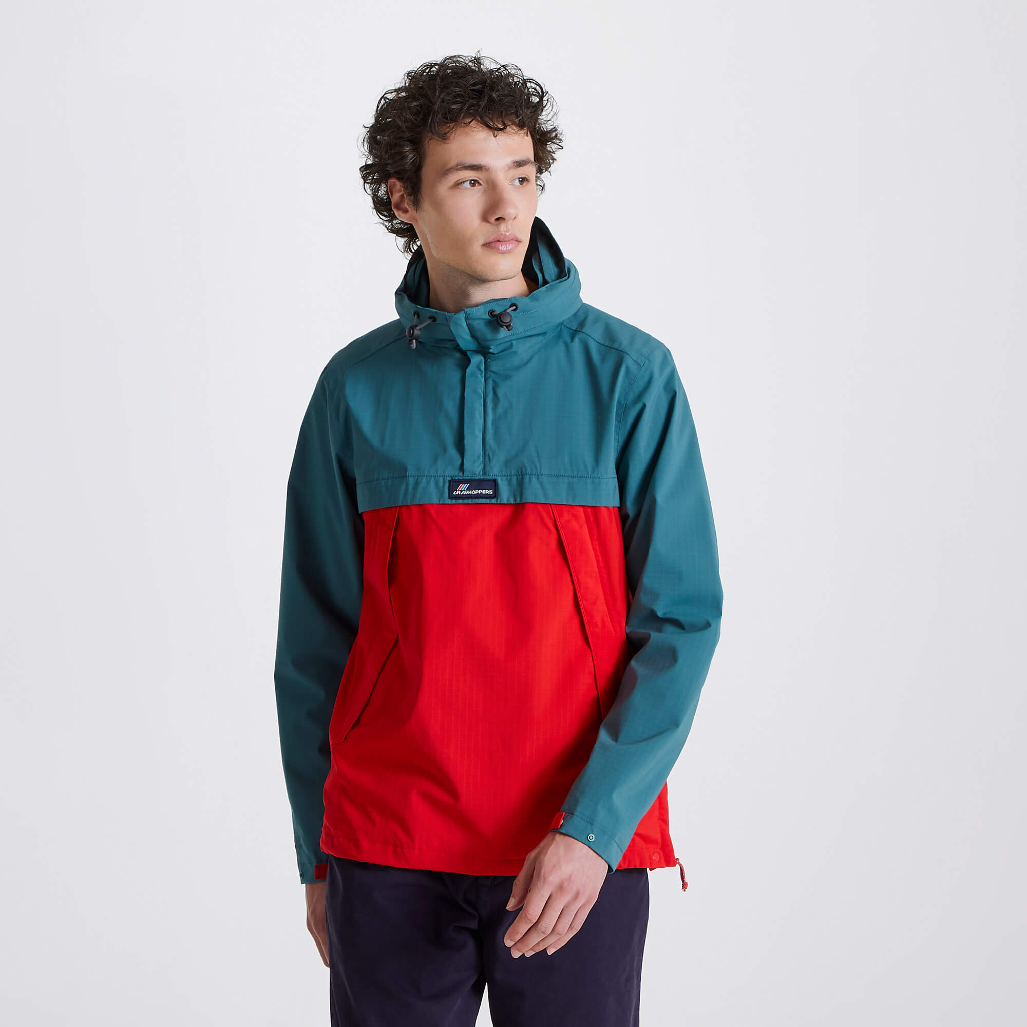 Unisex Anderson Waterproof Cagoule - Winter Lagoon/Sriracha Red