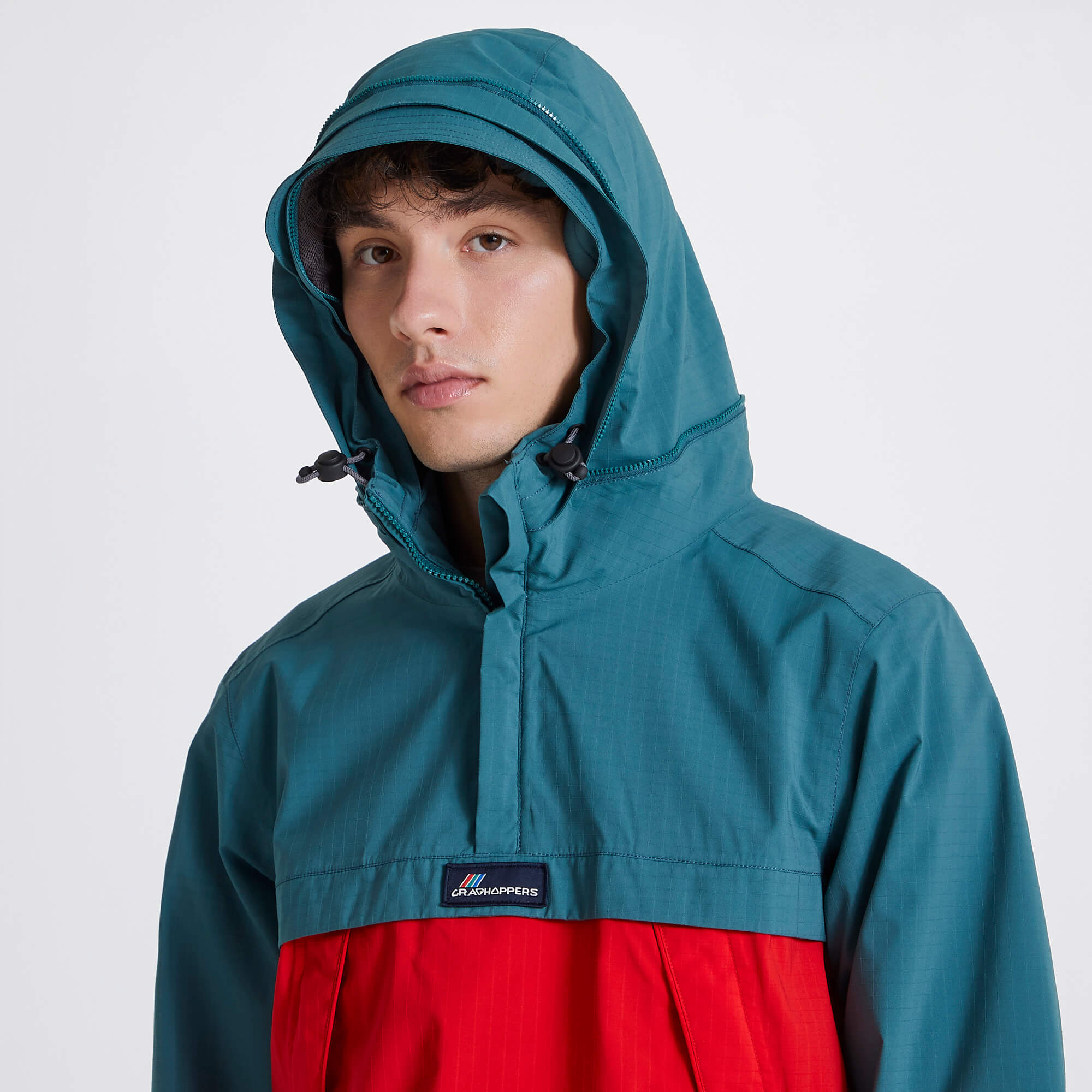 Unisex Anderson Waterproof Cagoule - Winter Lagoon/Sriracha Red