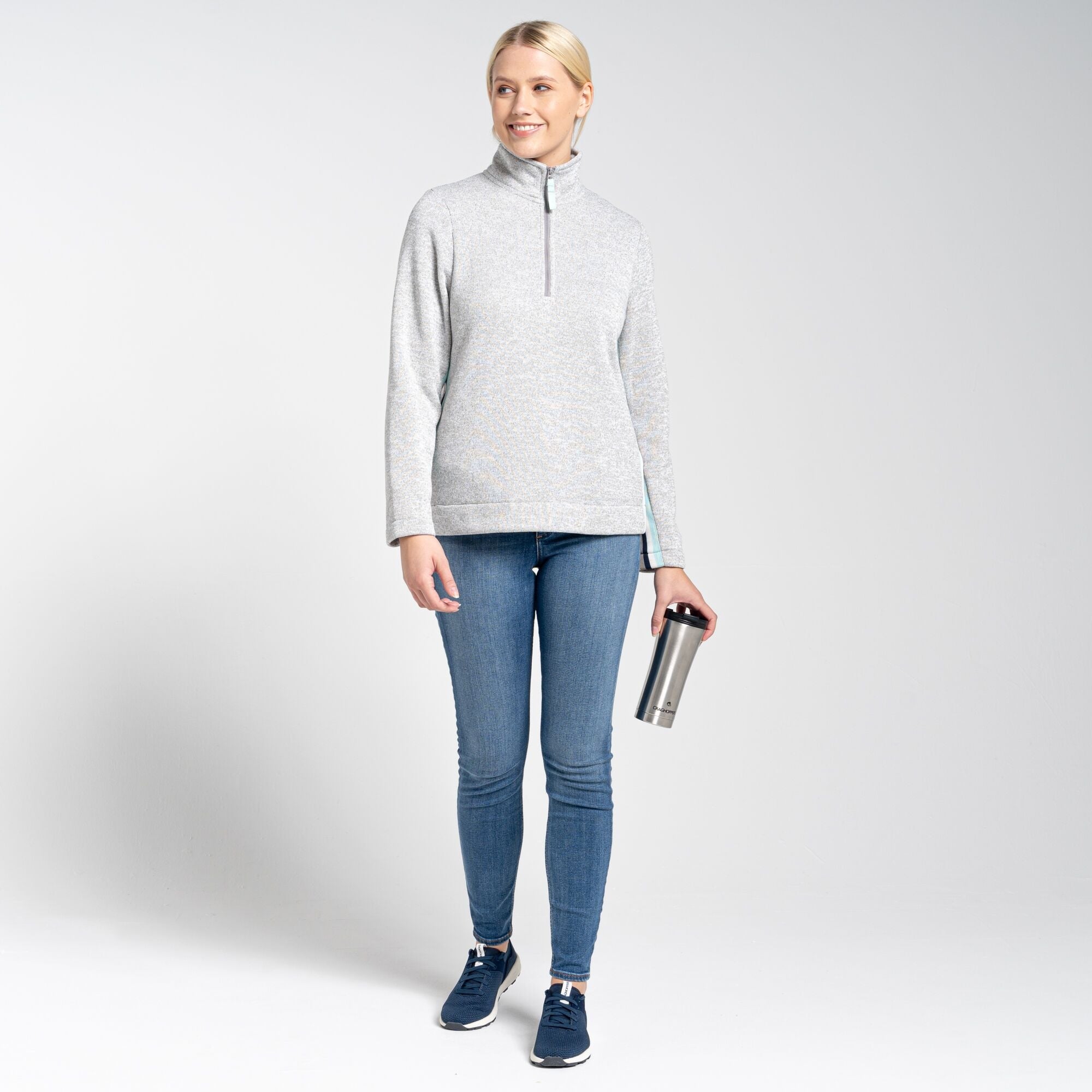 Women's Pinalla Half Zip - Soft Grey Marl