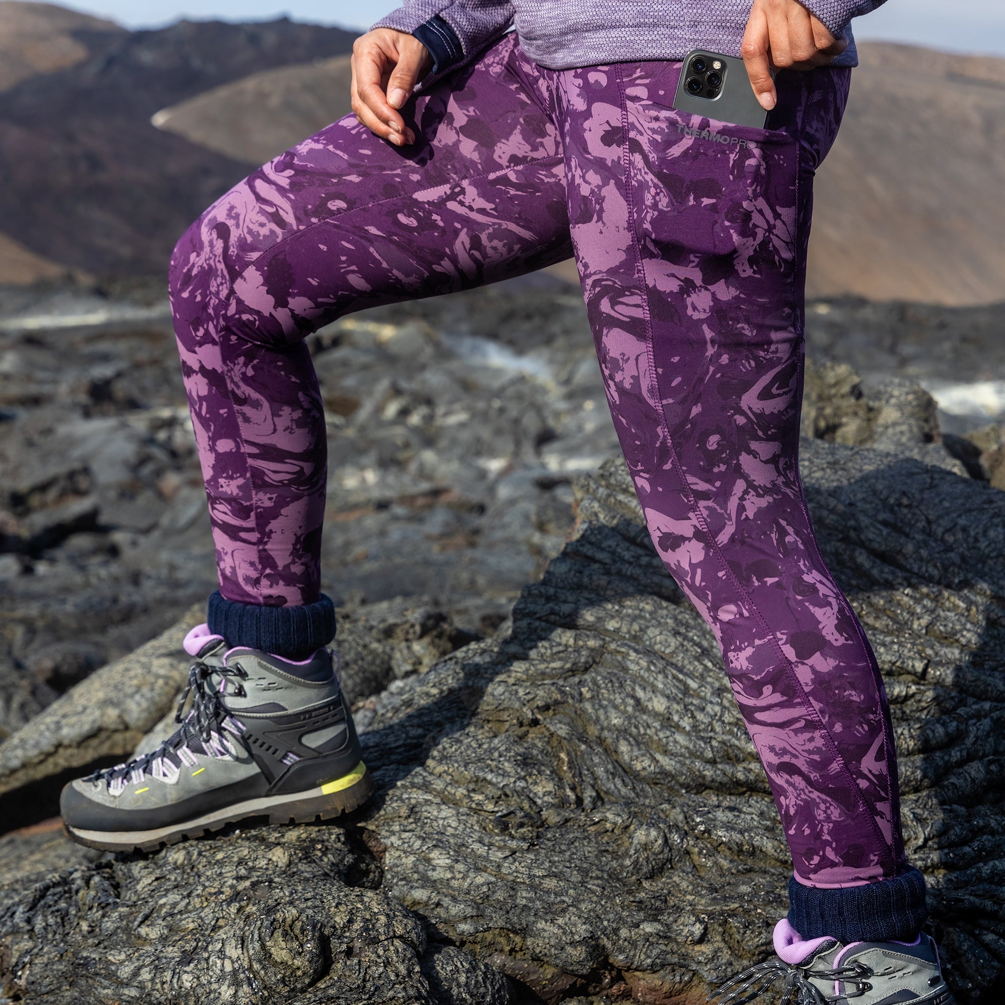 Women's Kiwi Thermal Leggings - Damson Print