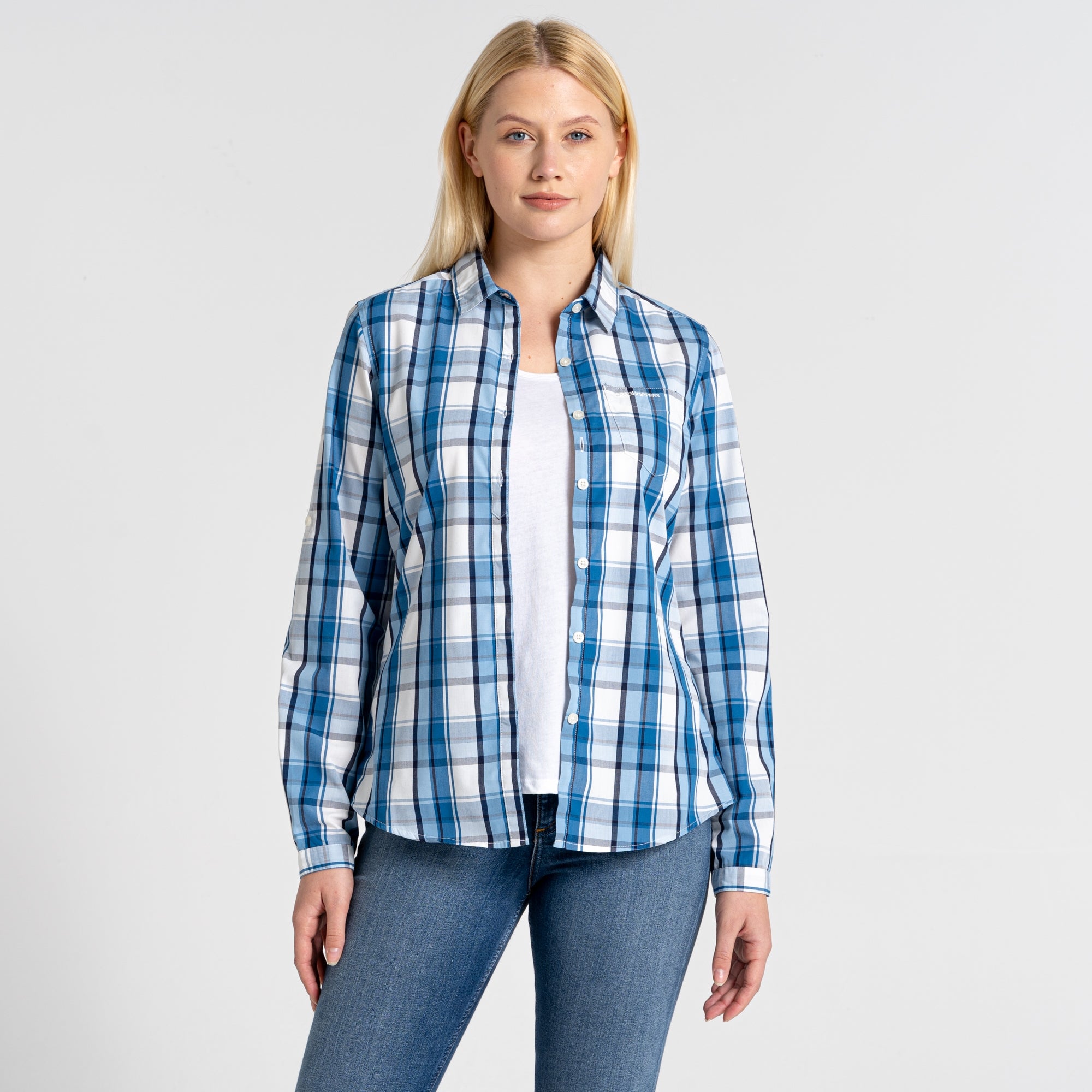 Women's Kiwi II Long Sleeved Shirt - Yale Blue Check