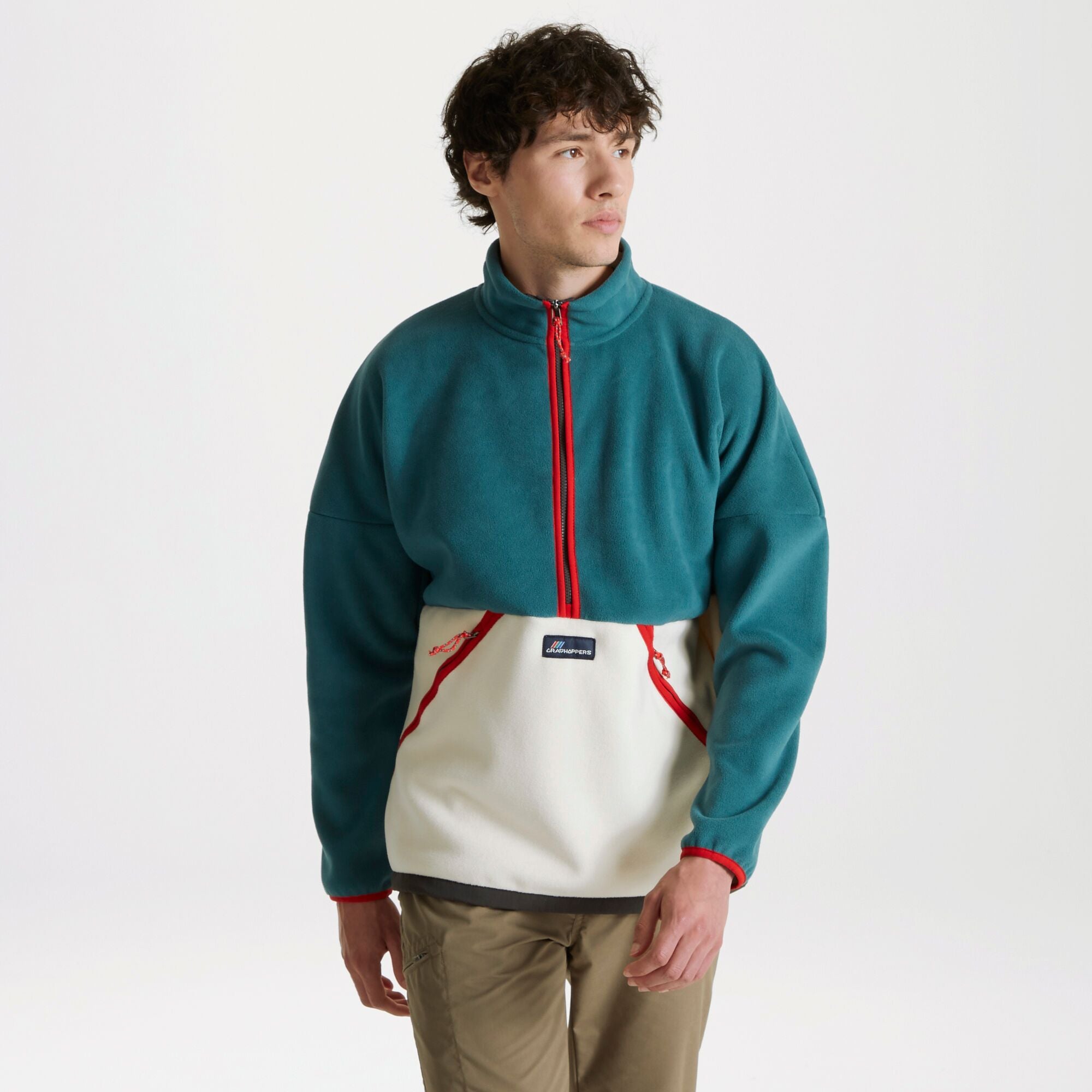 Unisex Whitlaw Half Zip Fleece - Winter Lagoon/Ecru