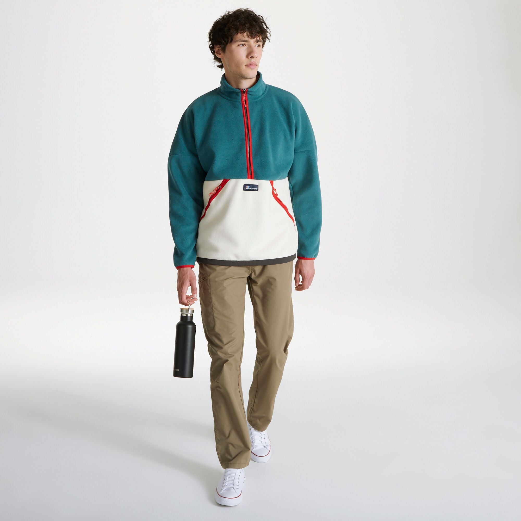 Unisex Whitlaw Half Zip Fleece - Winter Lagoon/Ecru