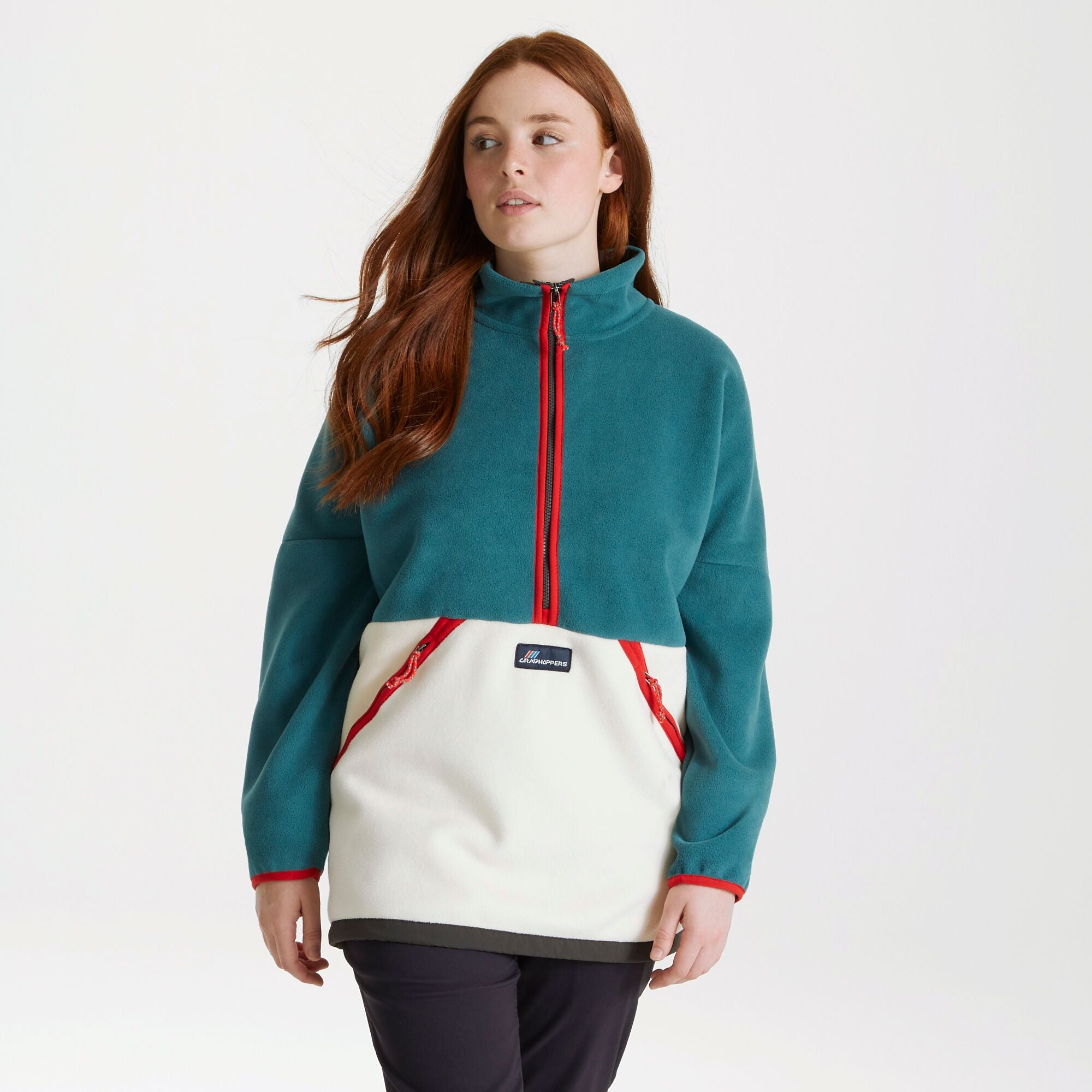 Unisex Whitlaw Half Zip Fleece - Winter Lagoon/Ecru