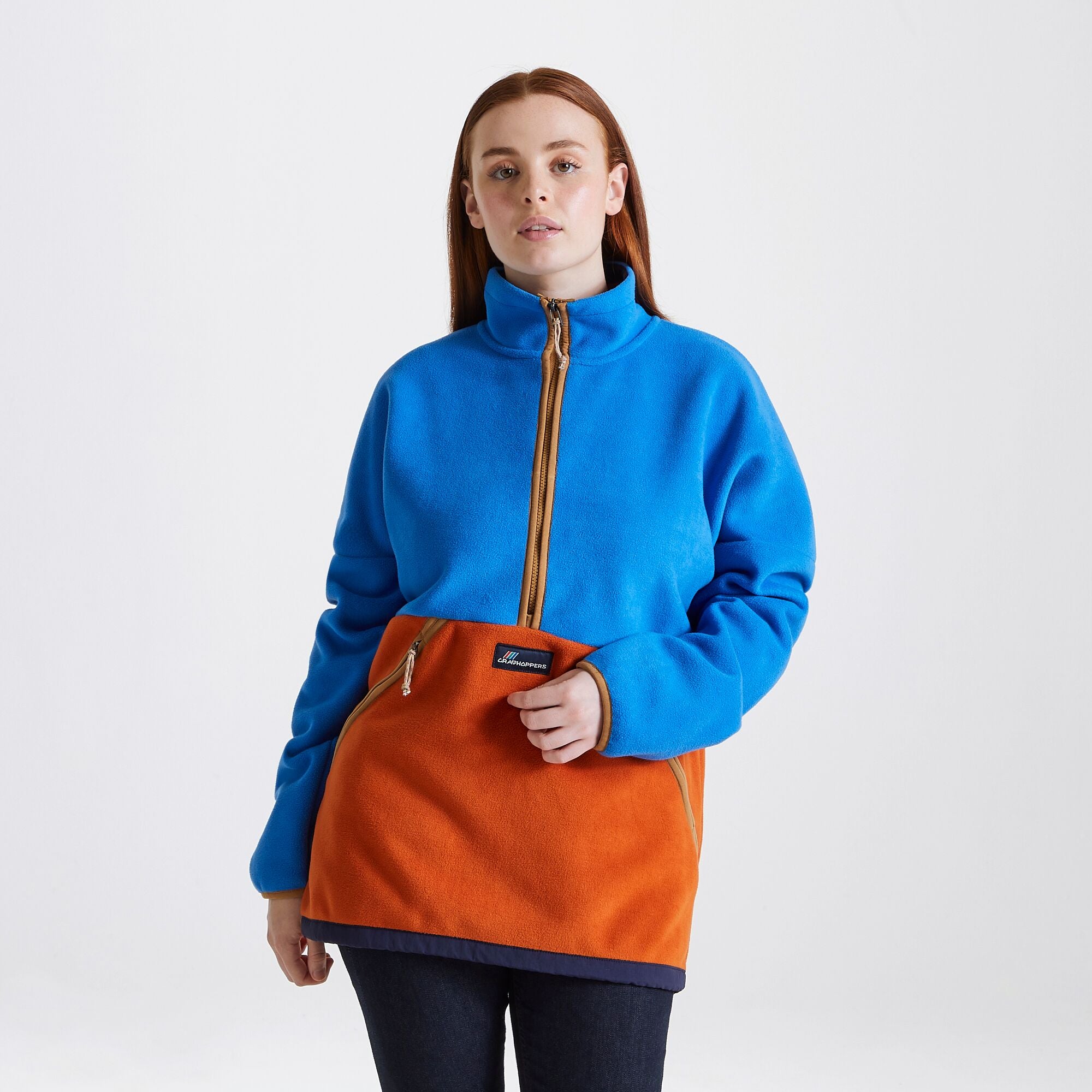 Unisex Whitlaw Half Zip Fleece - Avalanche Blue/Potters Clay