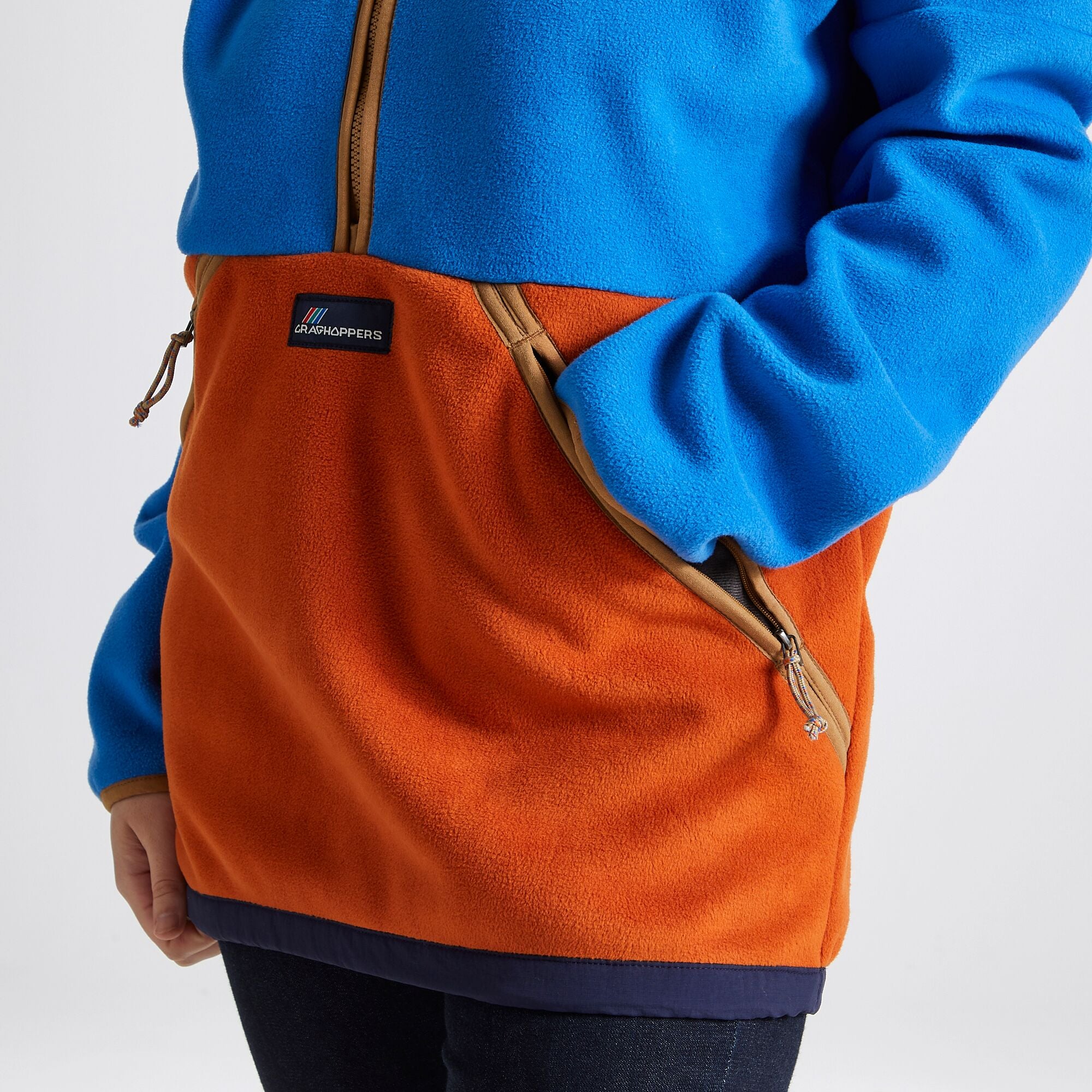 Unisex Whitlaw Half Zip Fleece - Avalanche Blue/Potters Clay