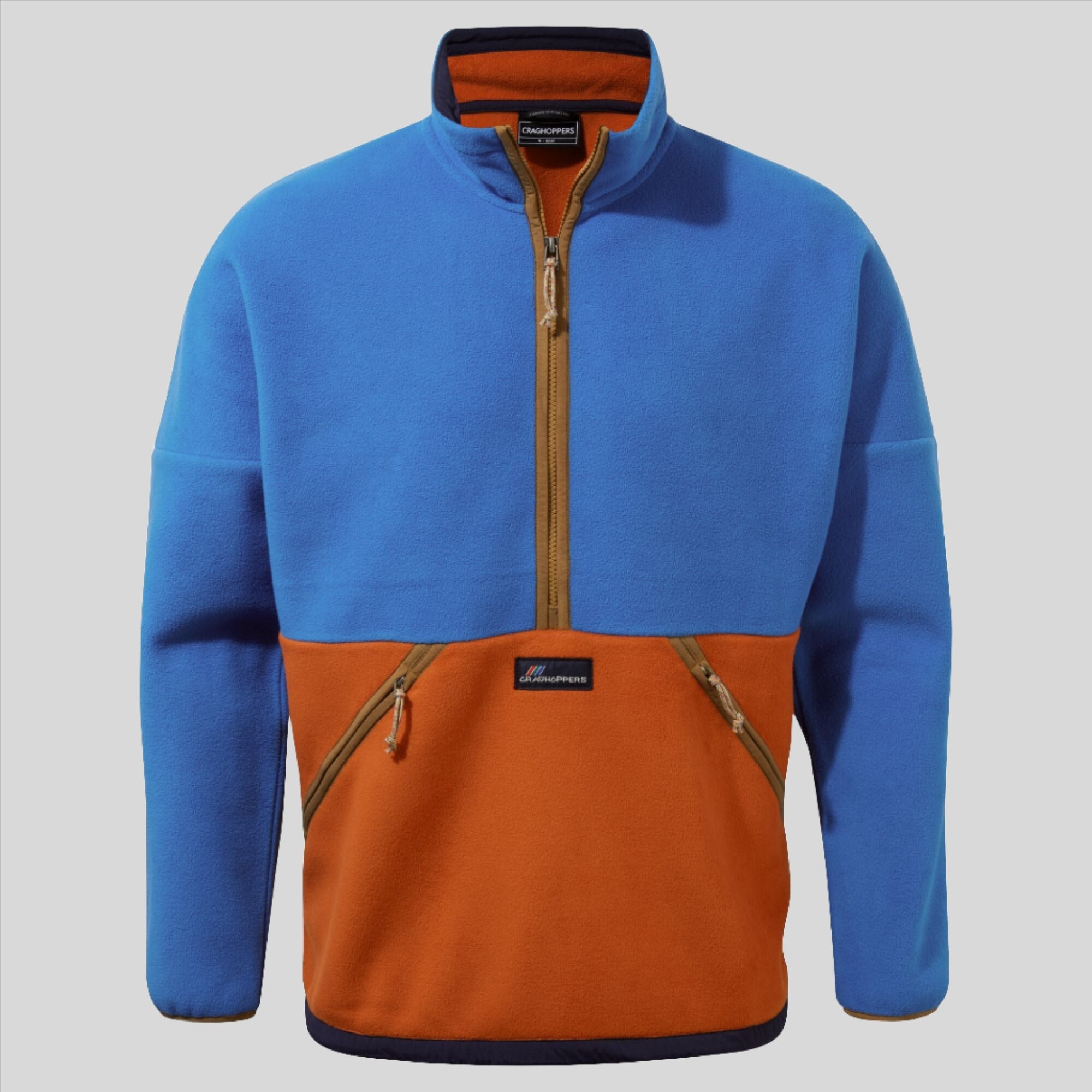 Unisex Whitlaw Half Zip Fleece - Avalanche Blue/Potters Clay