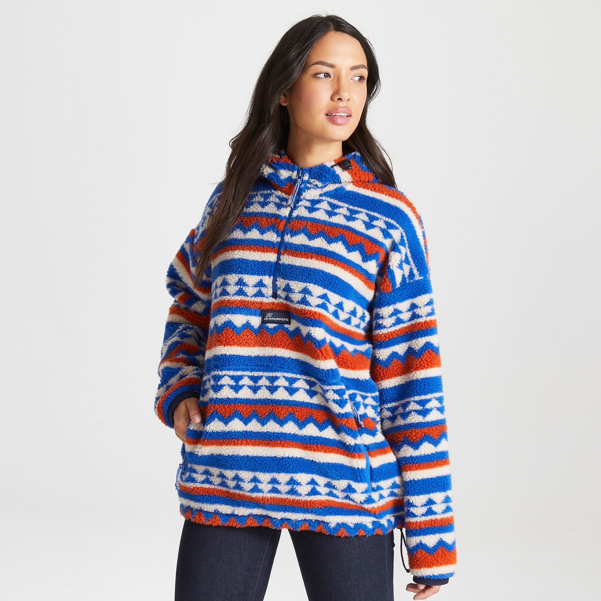 Unisex Tyrell Hooded Half Zip - Avalanche Blue Print