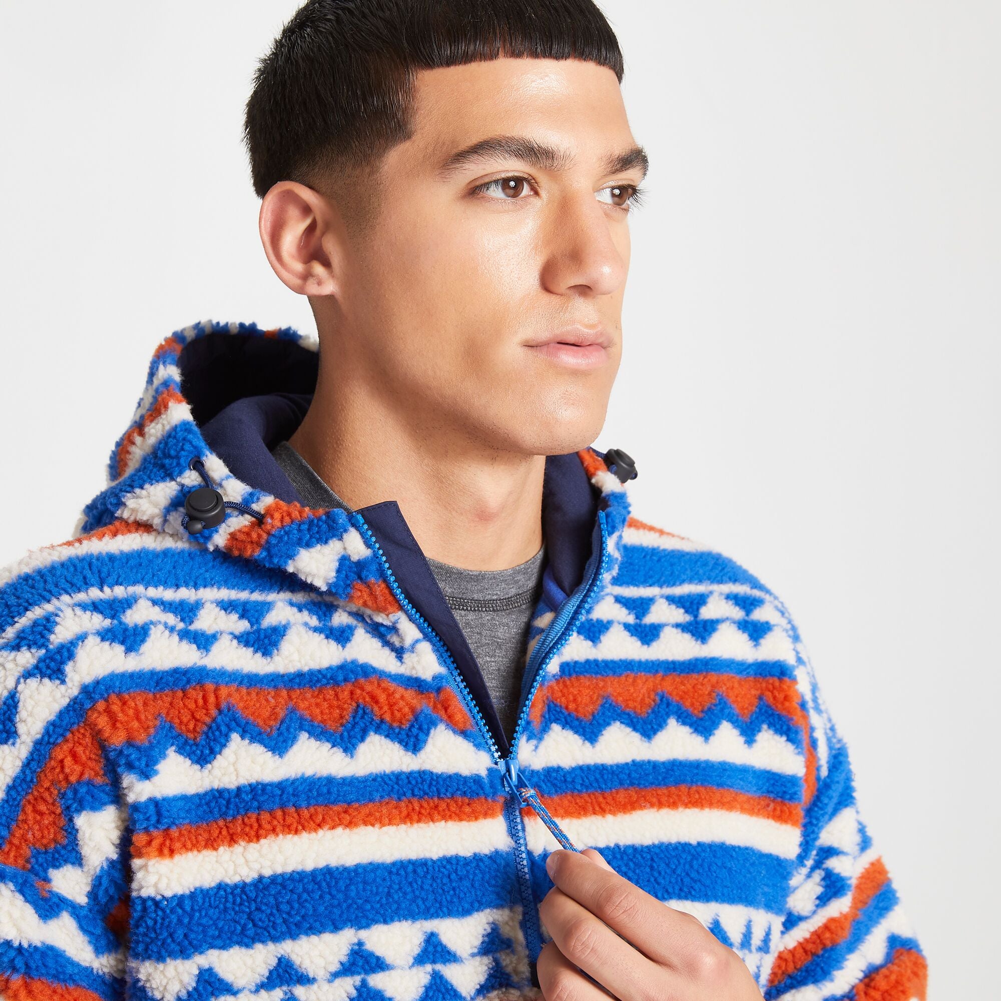 Unisex Tyrell Hooded Half Zip - Avalanche Blue Print