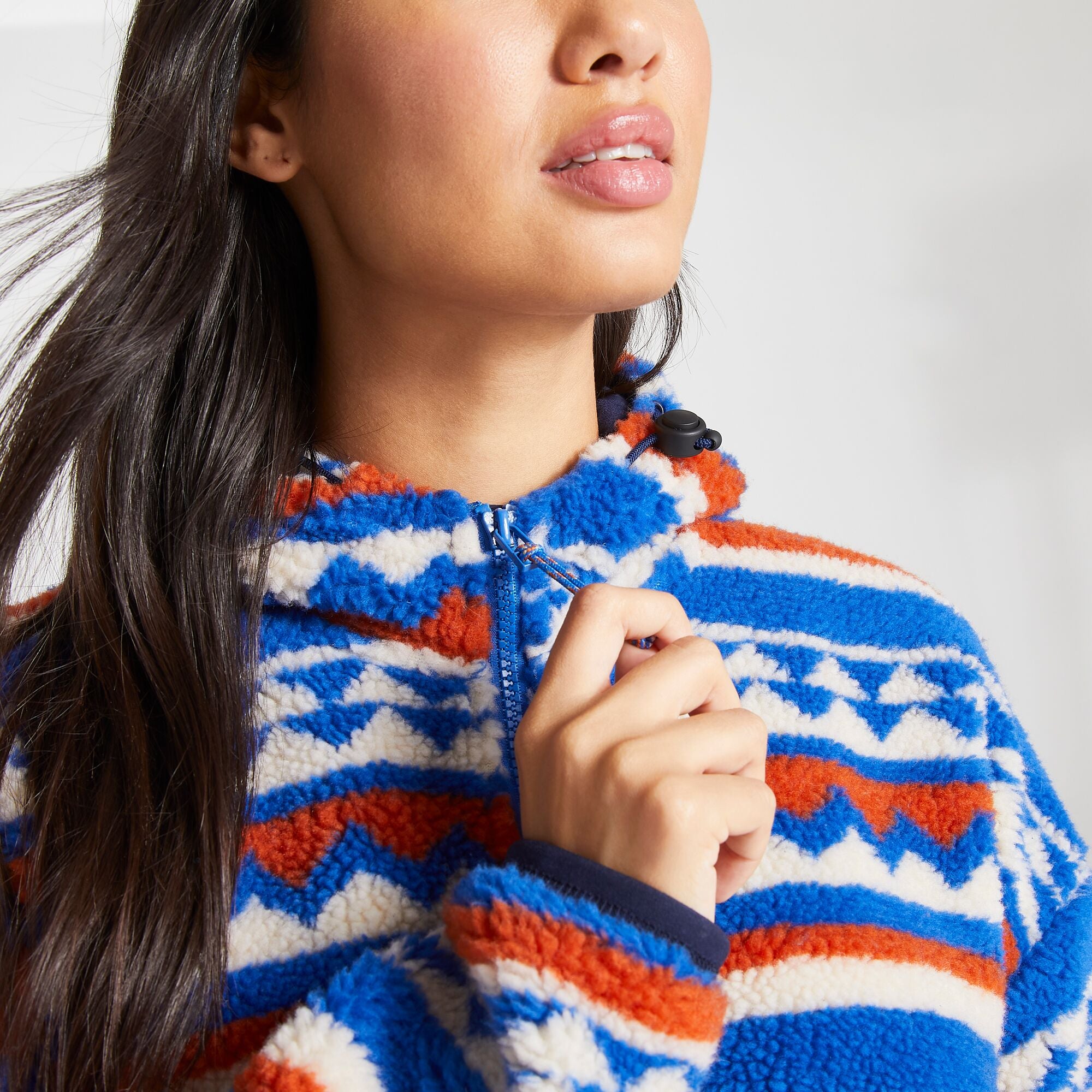 Unisex Tyrell Hooded Half Zip - Avalanche Blue Print