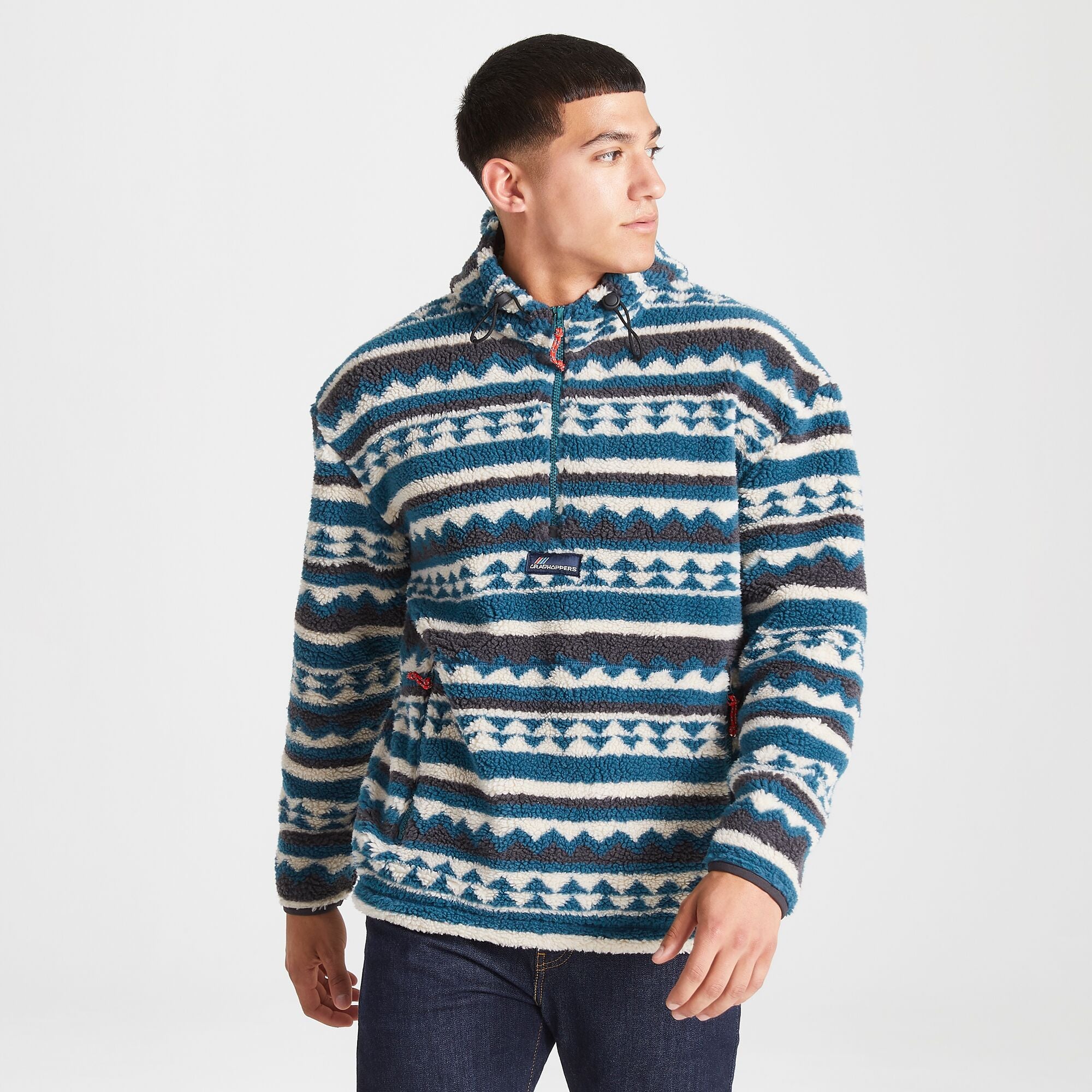 Unisex Tyrell Hooded Half Zip - Winter Lagoon Print