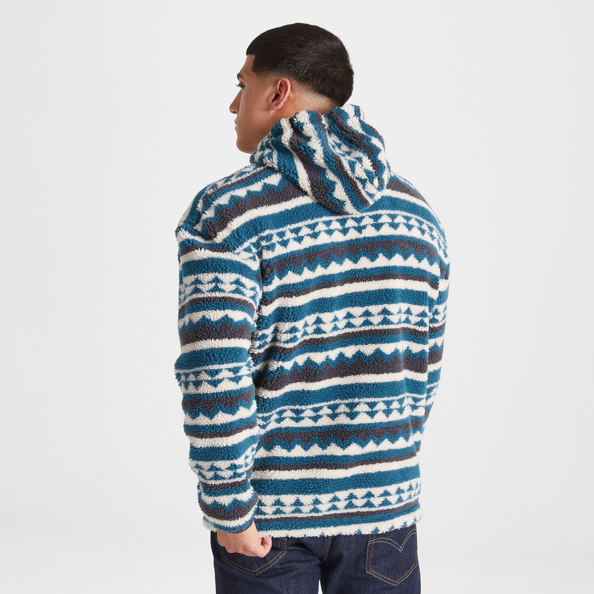 Unisex Tyrell Hooded Half Zip - Winter Lagoon Print