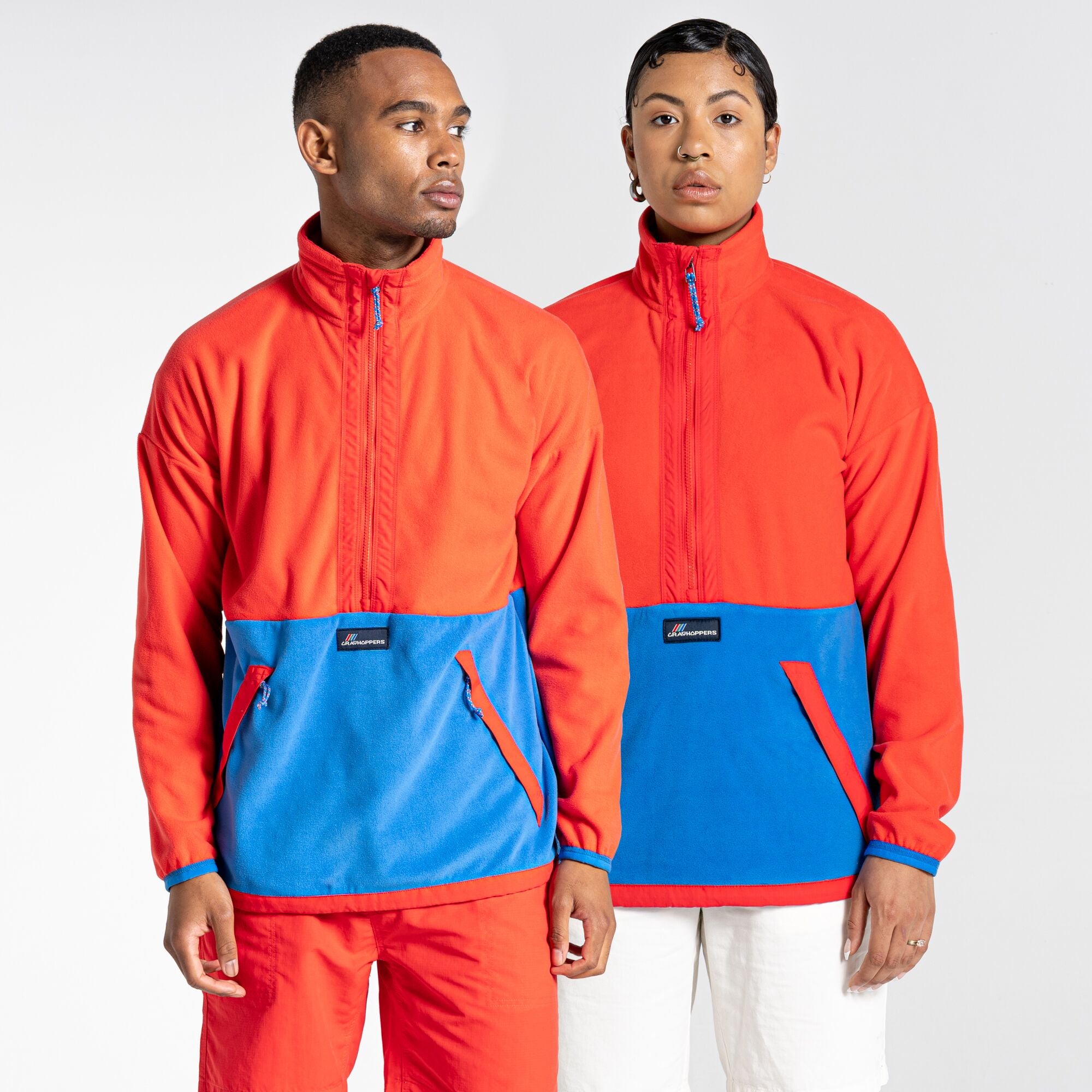 Unisex Welwood Half Zip - Lava Red/Falls Blue