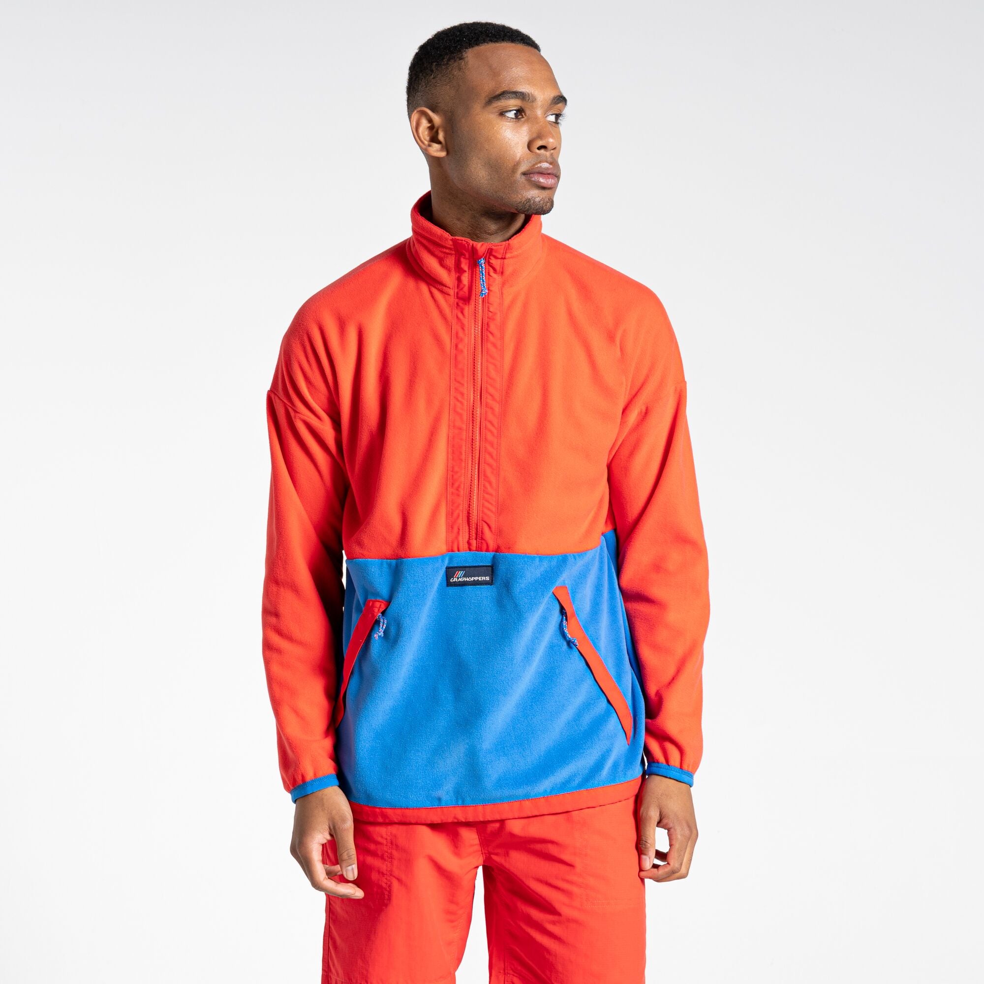 Unisex Welwood Half Zip - Lava Red/Falls Blue