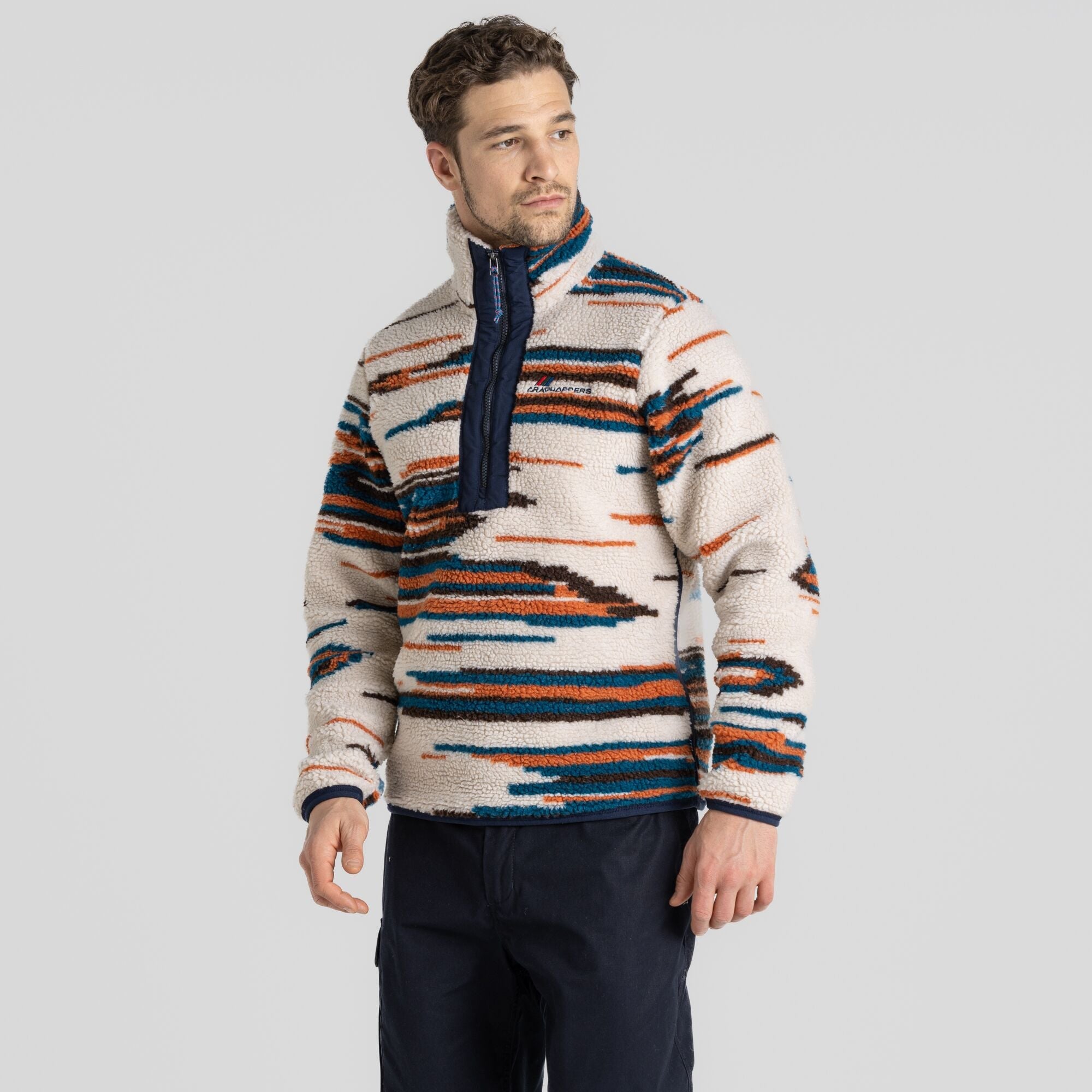 Unisex Eccles Half Zip - Ecru Print