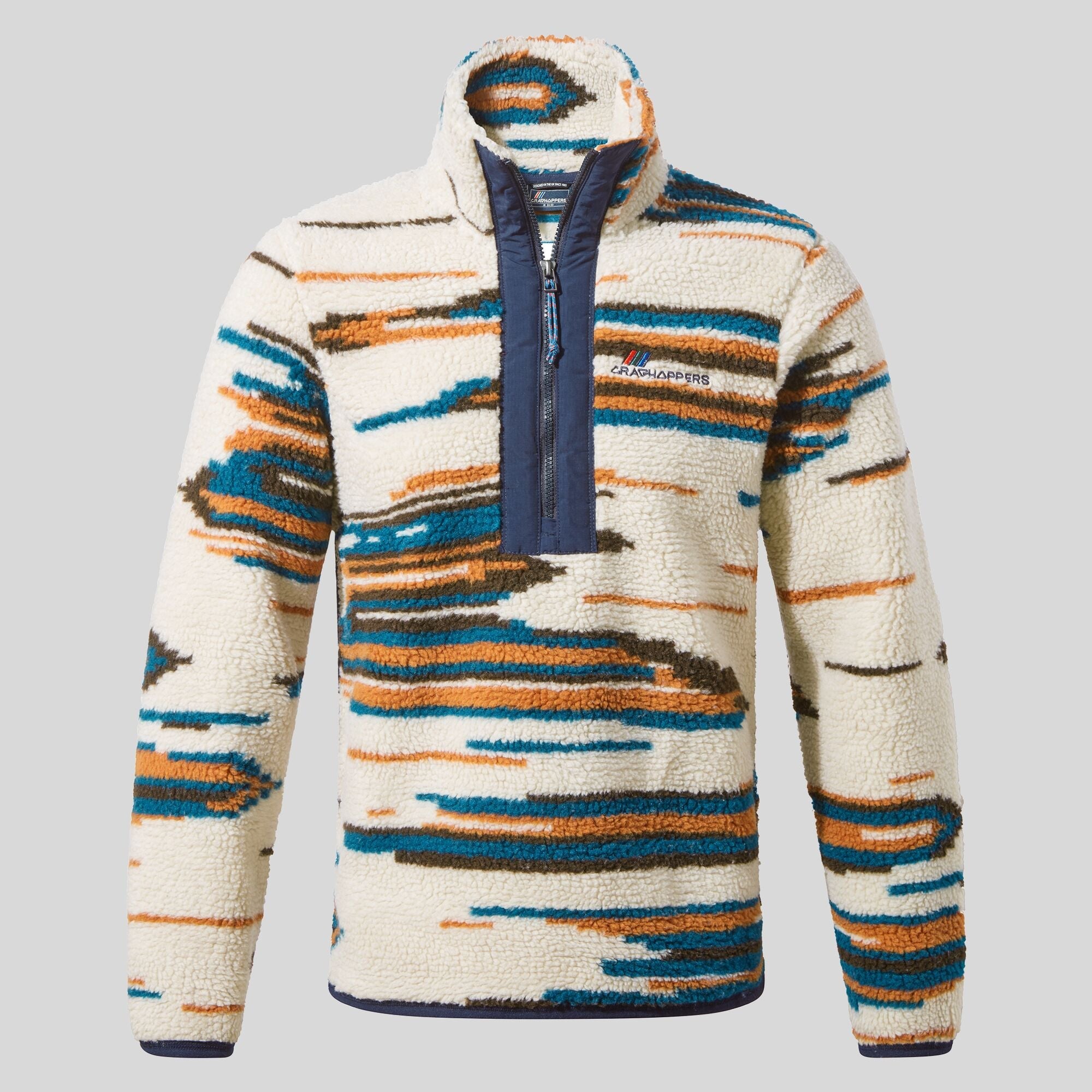 Unisex Eccles Half Zip - Ecru Print