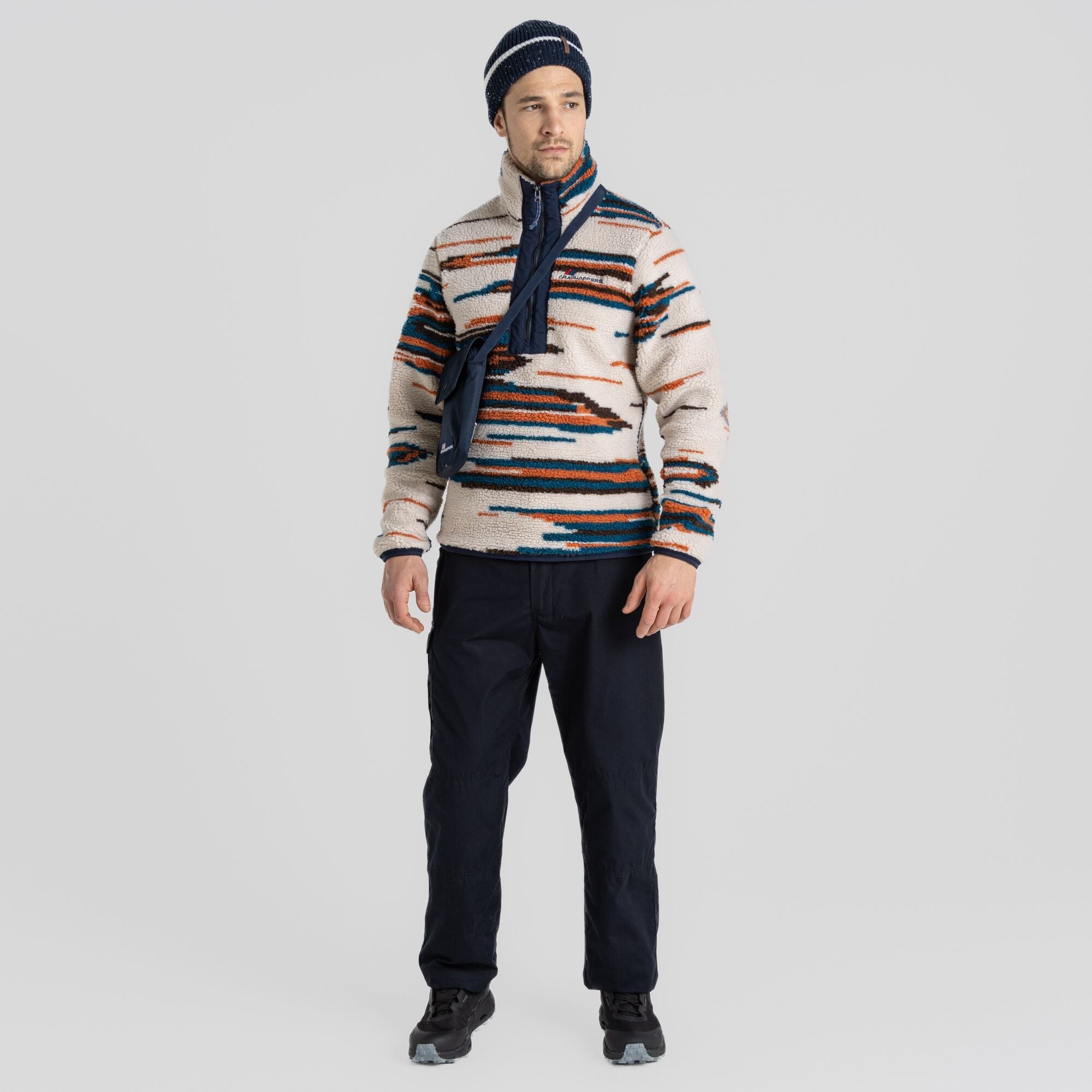 Unisex Eccles Half Zip - Ecru Print