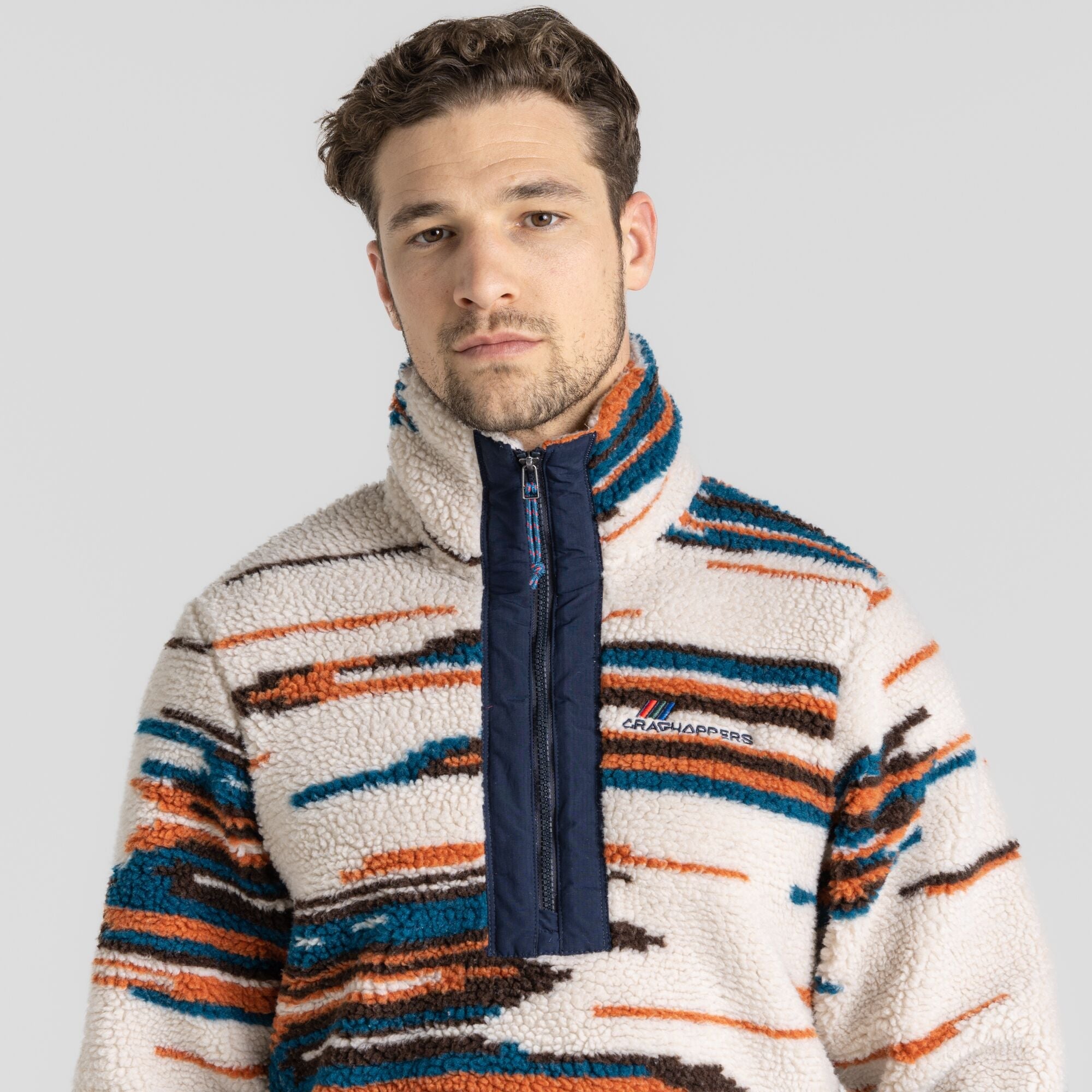 Unisex Eccles Half Zip - Ecru Print