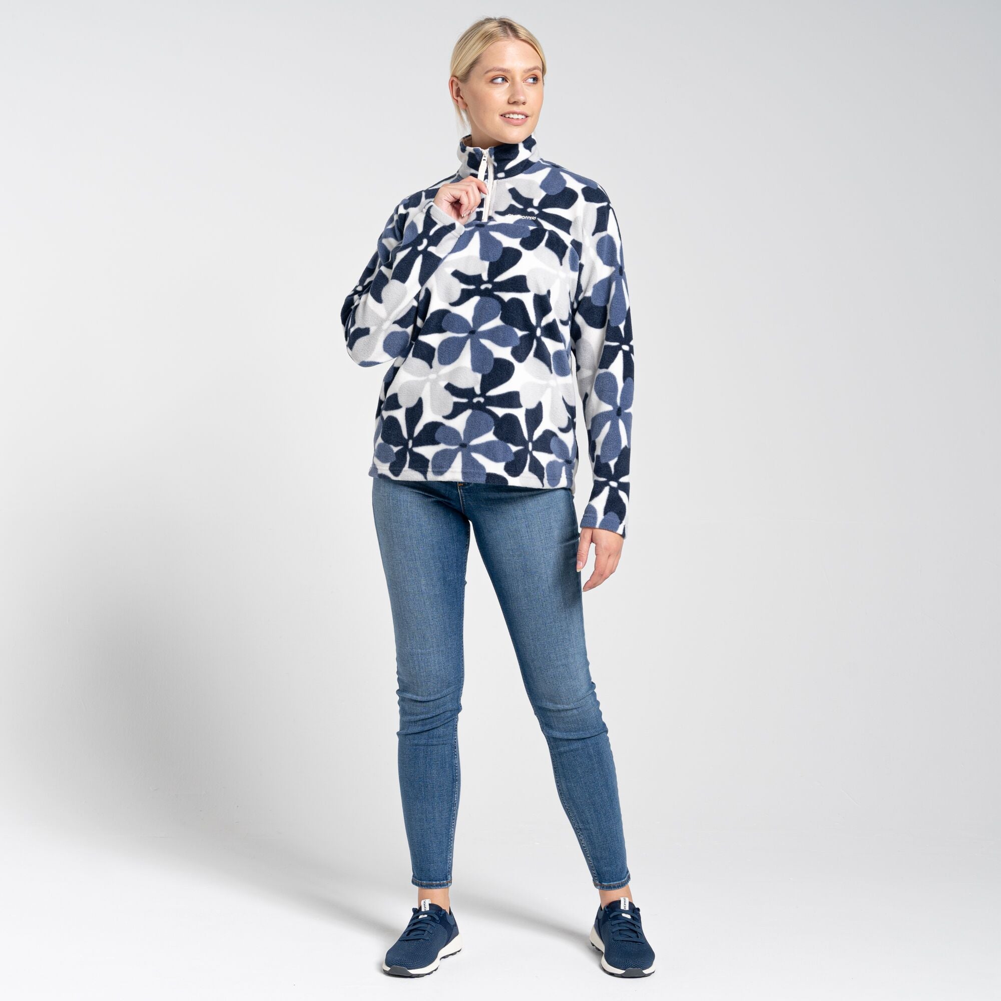 Women's Cabrillo Half Zip Fleece - Blue Navy Print