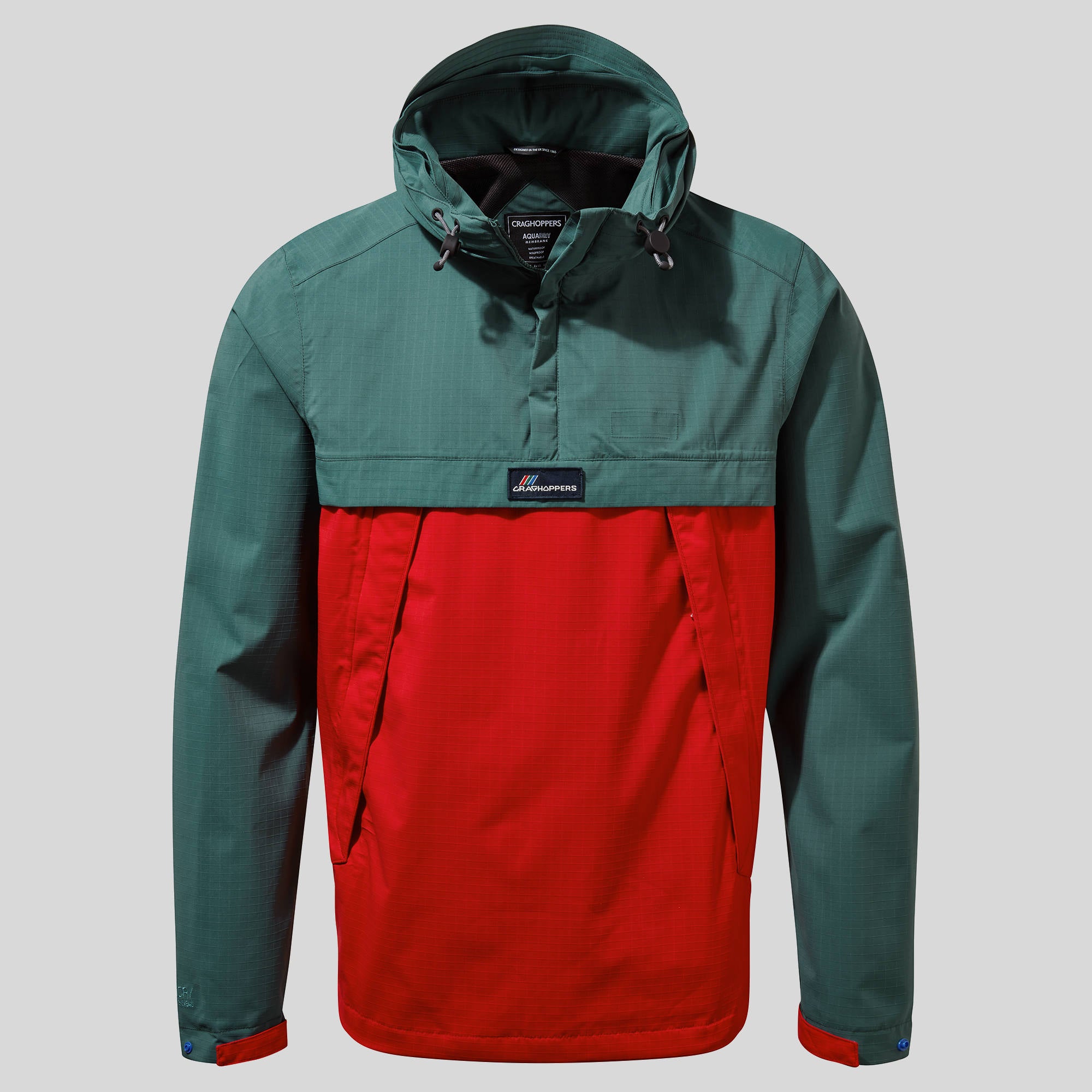 Unisex Anderson Waterproof Cagoule - Winter Lagoon/Sriracha Red