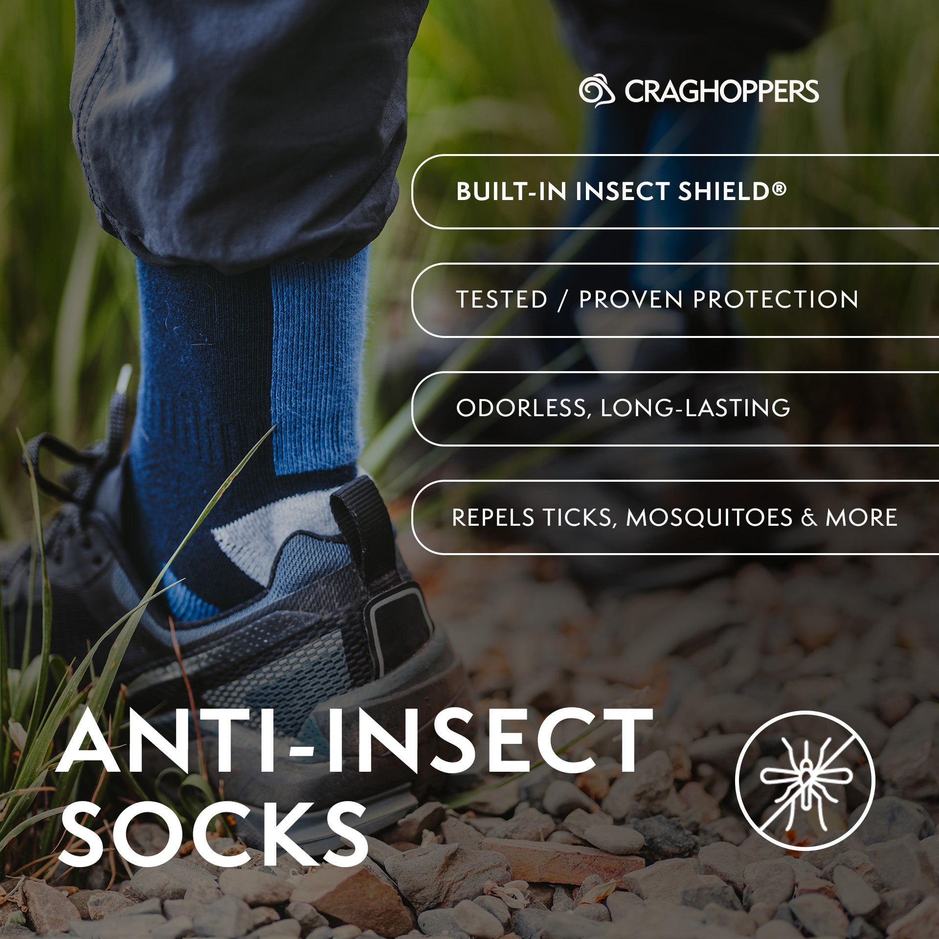 Unisex Insect Shield® Adventure Pro Socks - Black Pepper
