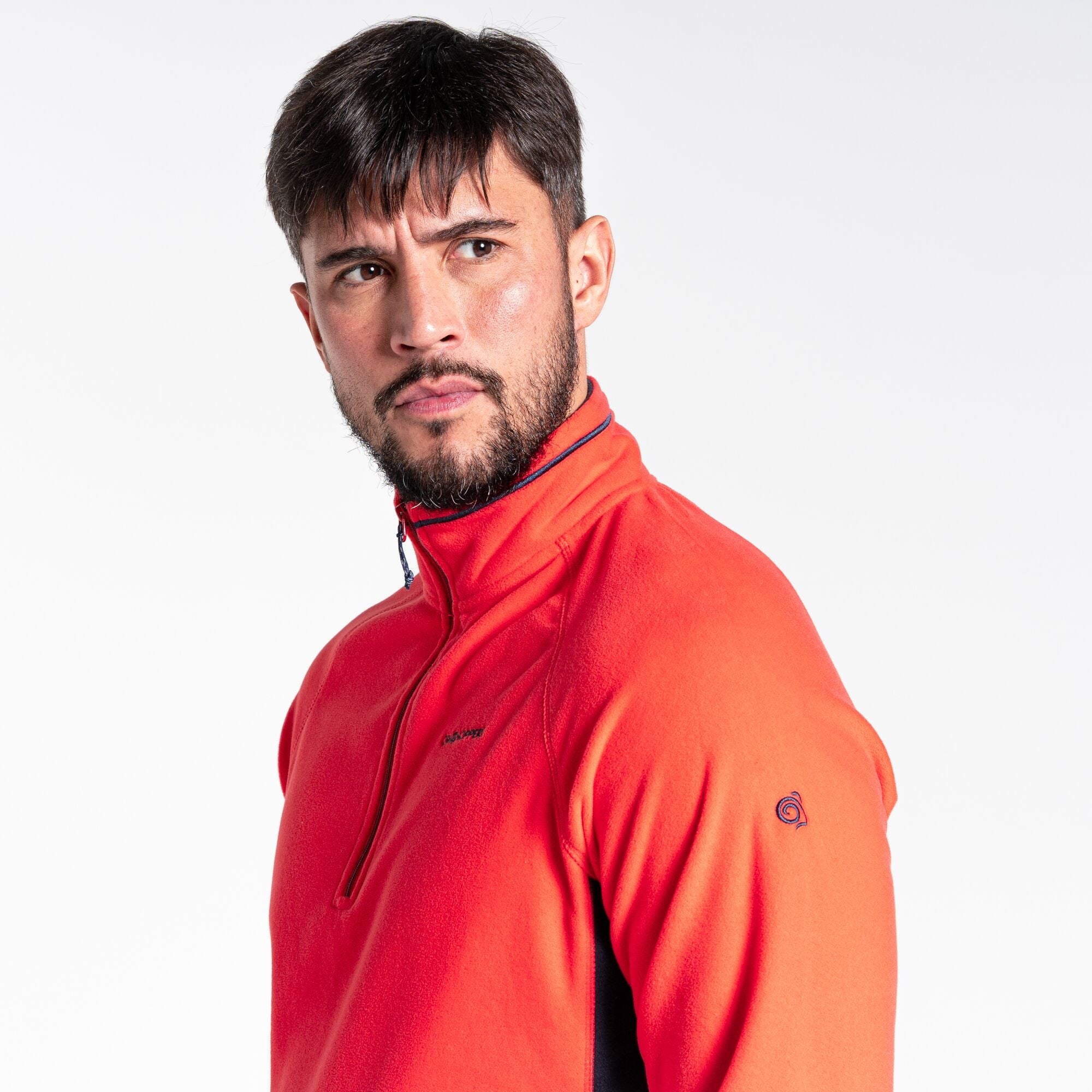 Men's Corey Half Zip Fleece - Lava Red/Dark Navy