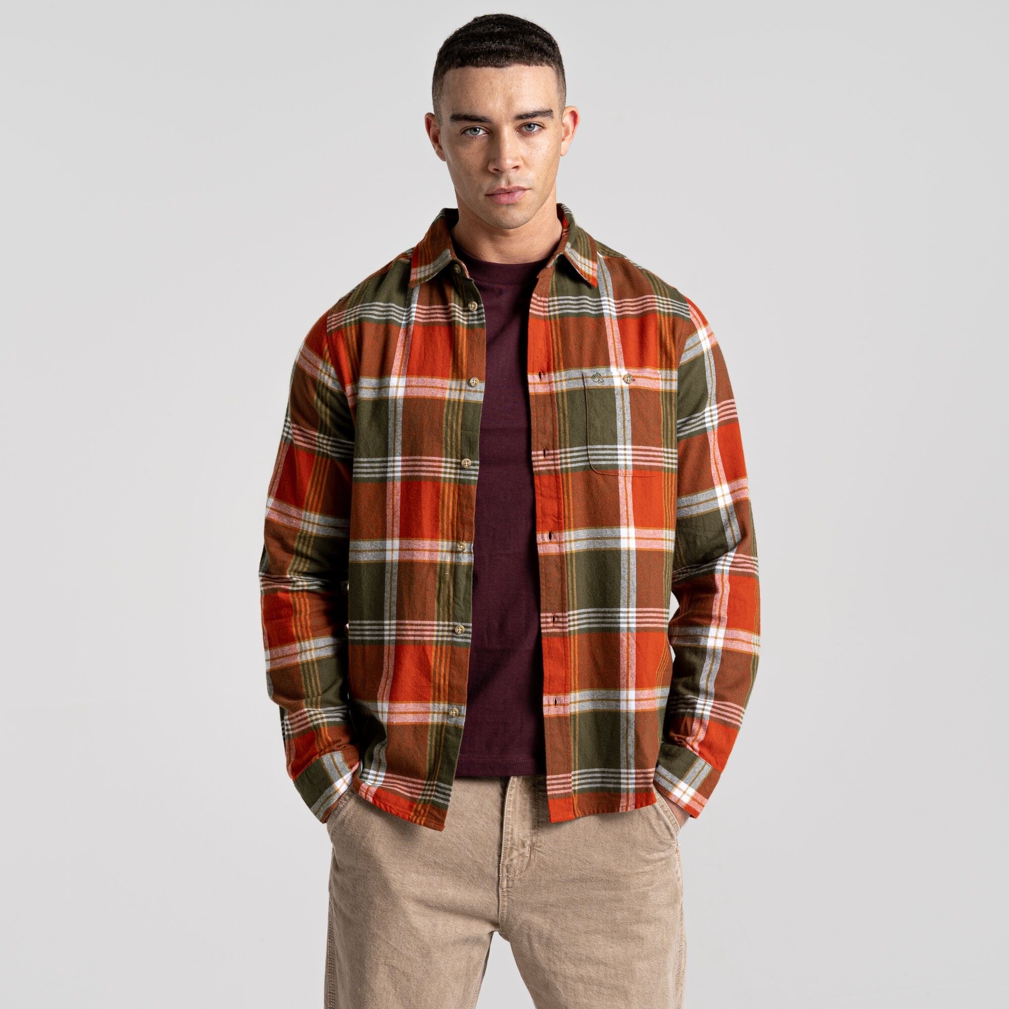 Men's Thornhill Long Sleeved Shirt | Potters Clay Check
