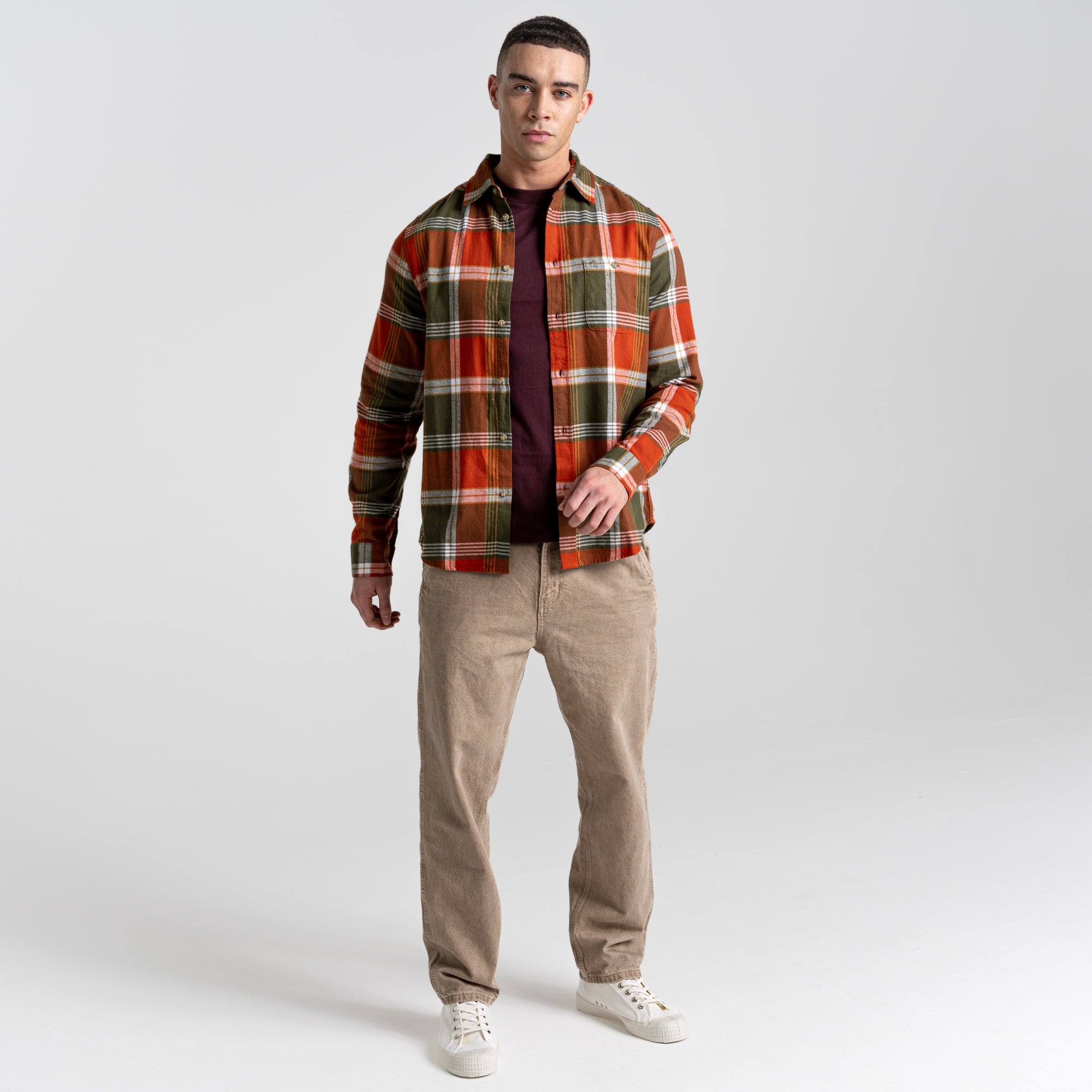 Men's Thornhill Long Sleeved Shirt - Potters Clay Check