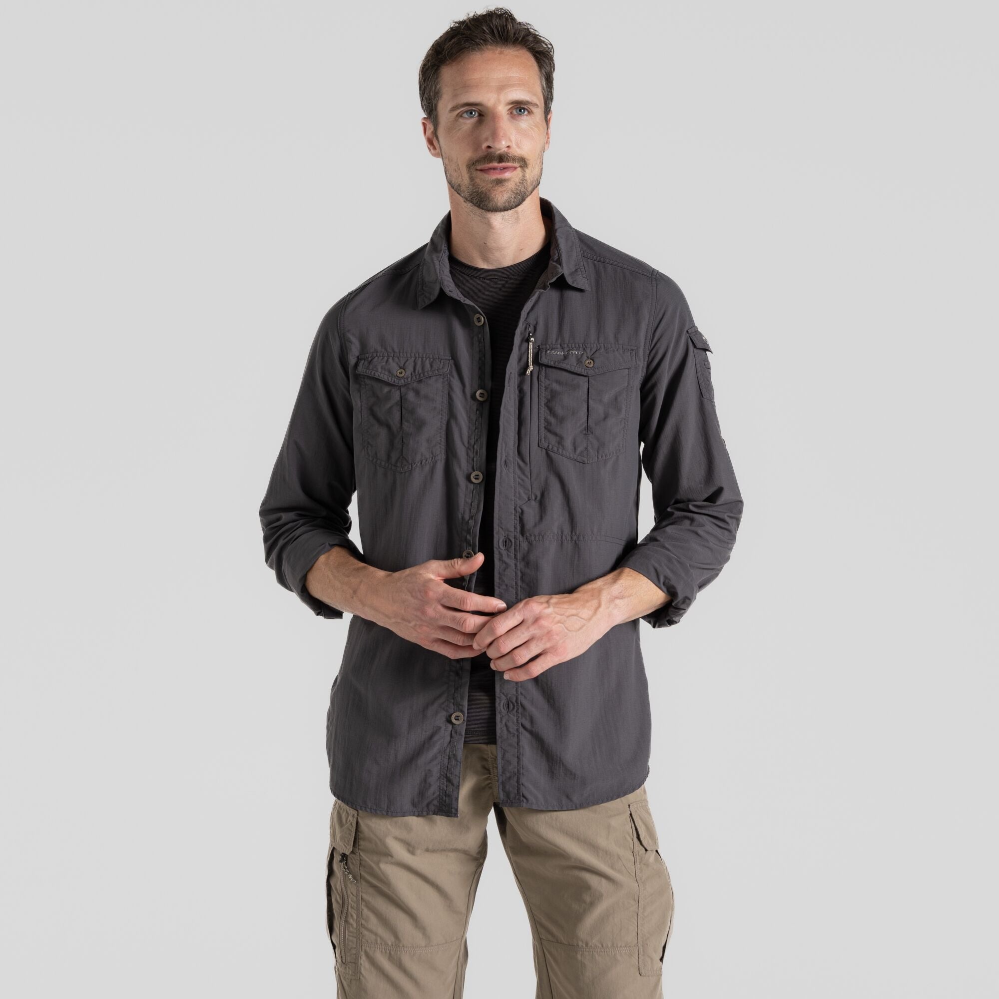 Men's Insect Shield® Adventure III Long Sleeved Shirt | Black Pepper