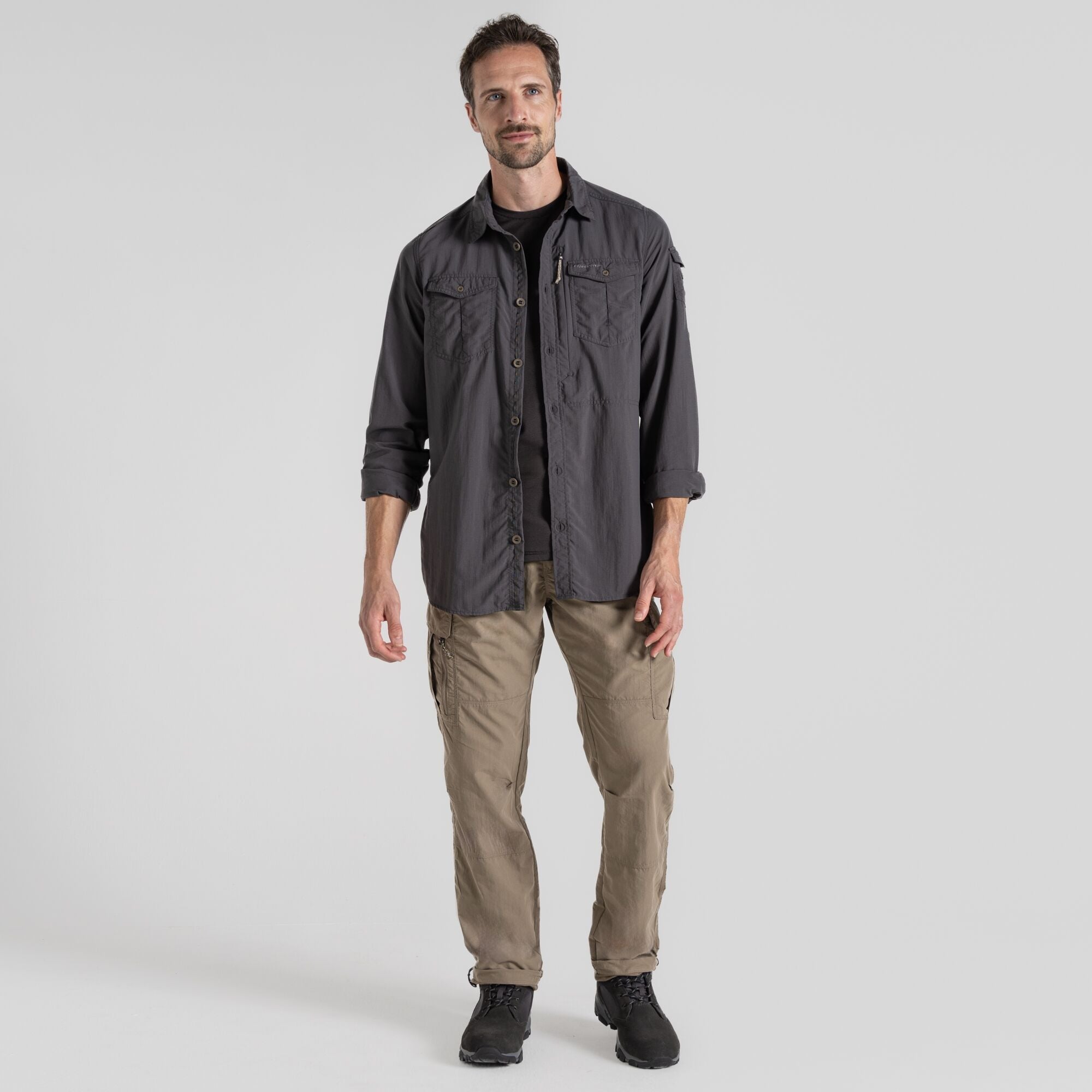 Men's Insect Shield® Adventure III Long Sleeved Shirt | Black Pepper